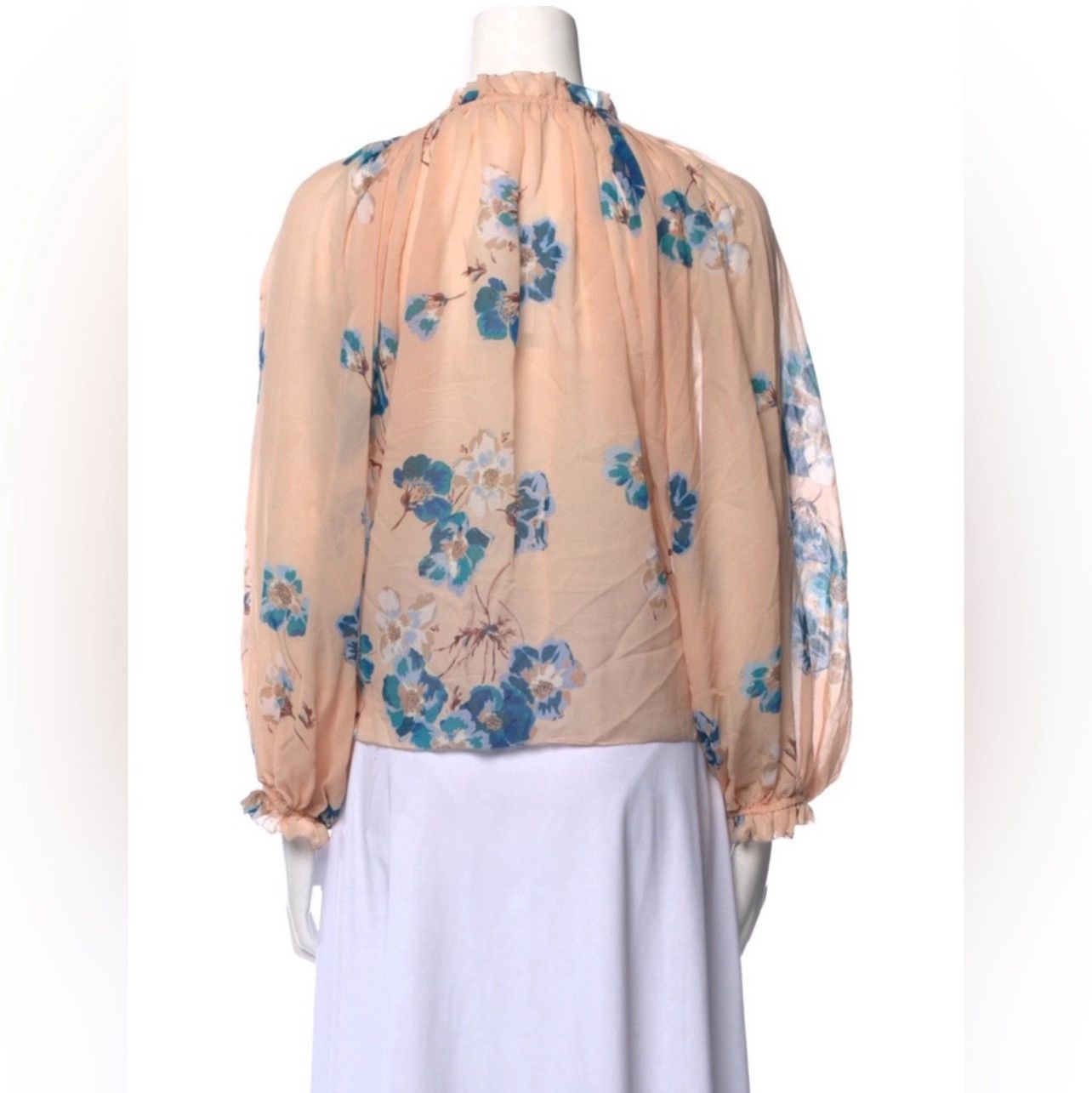 Ulla Johnson ULLA JOHNSON Sarna Floral Printed Blouse - Nude Color Size XS / US 0-2 / IT 36-38 - 4 Thumbnail