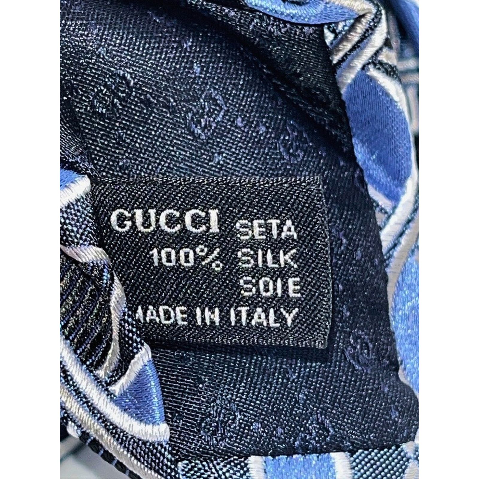 Gucci Gucci Geometric Silk Tie Blue Black Gray 100% Silk Italy Size ONE SIZE - 11 Thumbnail