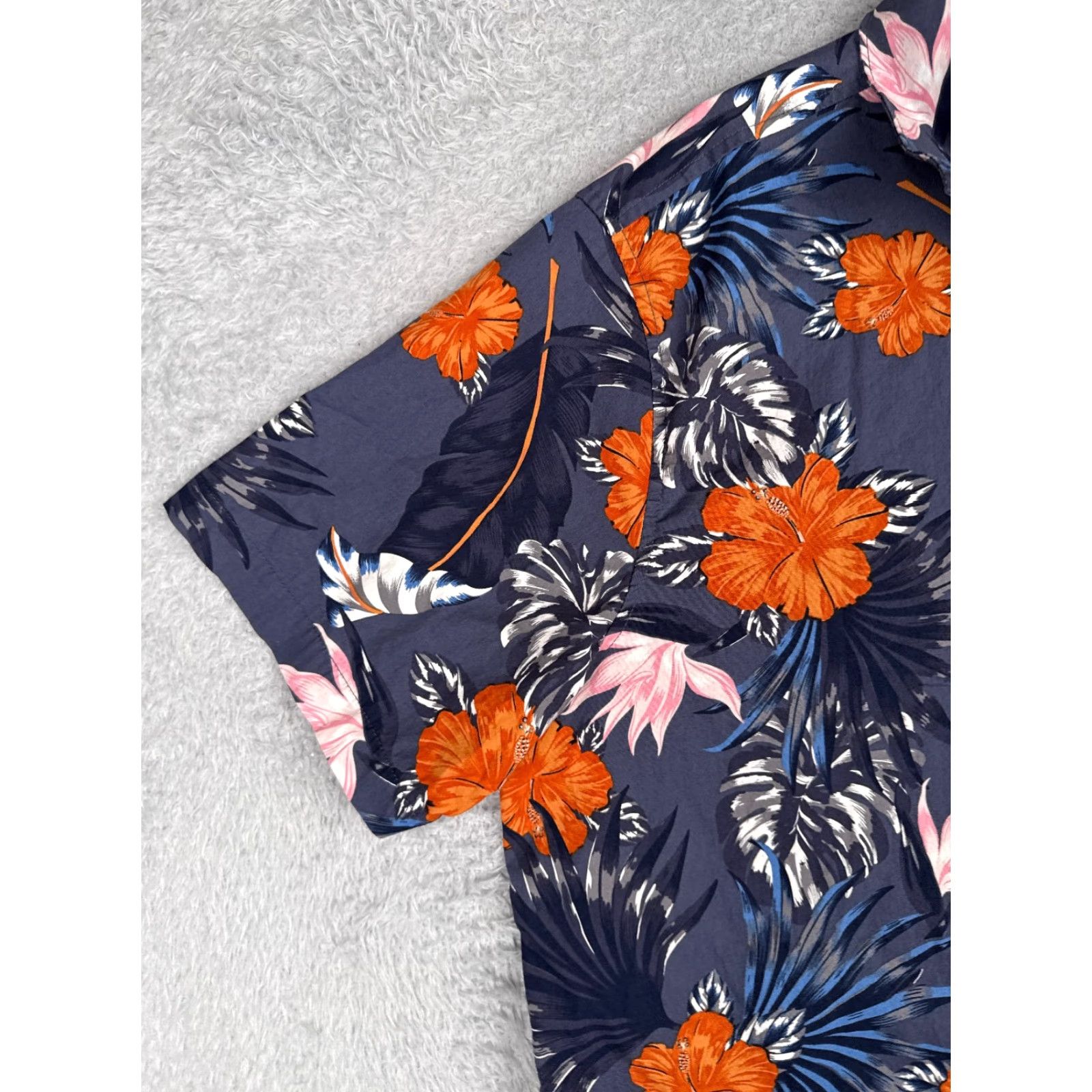 Hurley Hurley Shirt Men 2XL Button-Up Hawaiian Floral Blue Orange Pink Bird Of Paradise Casual Short Sleeve Size US XXL / EU 58 / 5 - 3 Thumbnail