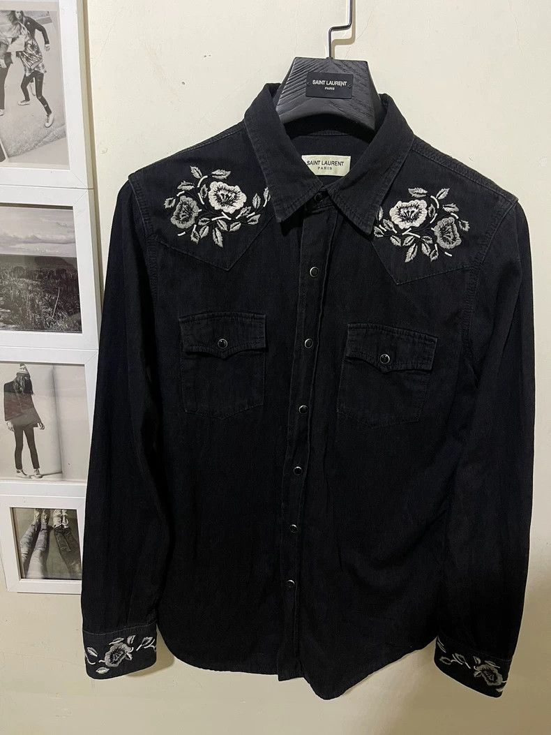 Saint Laurent Paris saint Laurent paris19ss genuine rose embroidered court cat Size US M / EU 48-50 / 2 - 1 Thumbnail