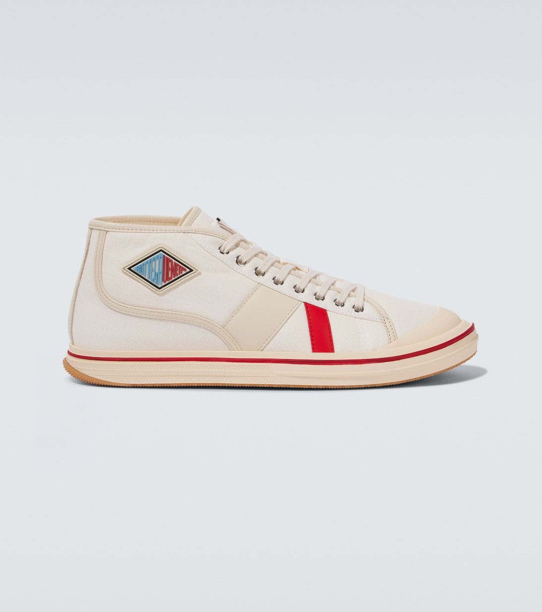 Eliot leather-trimmed canvas low top sneakers in white