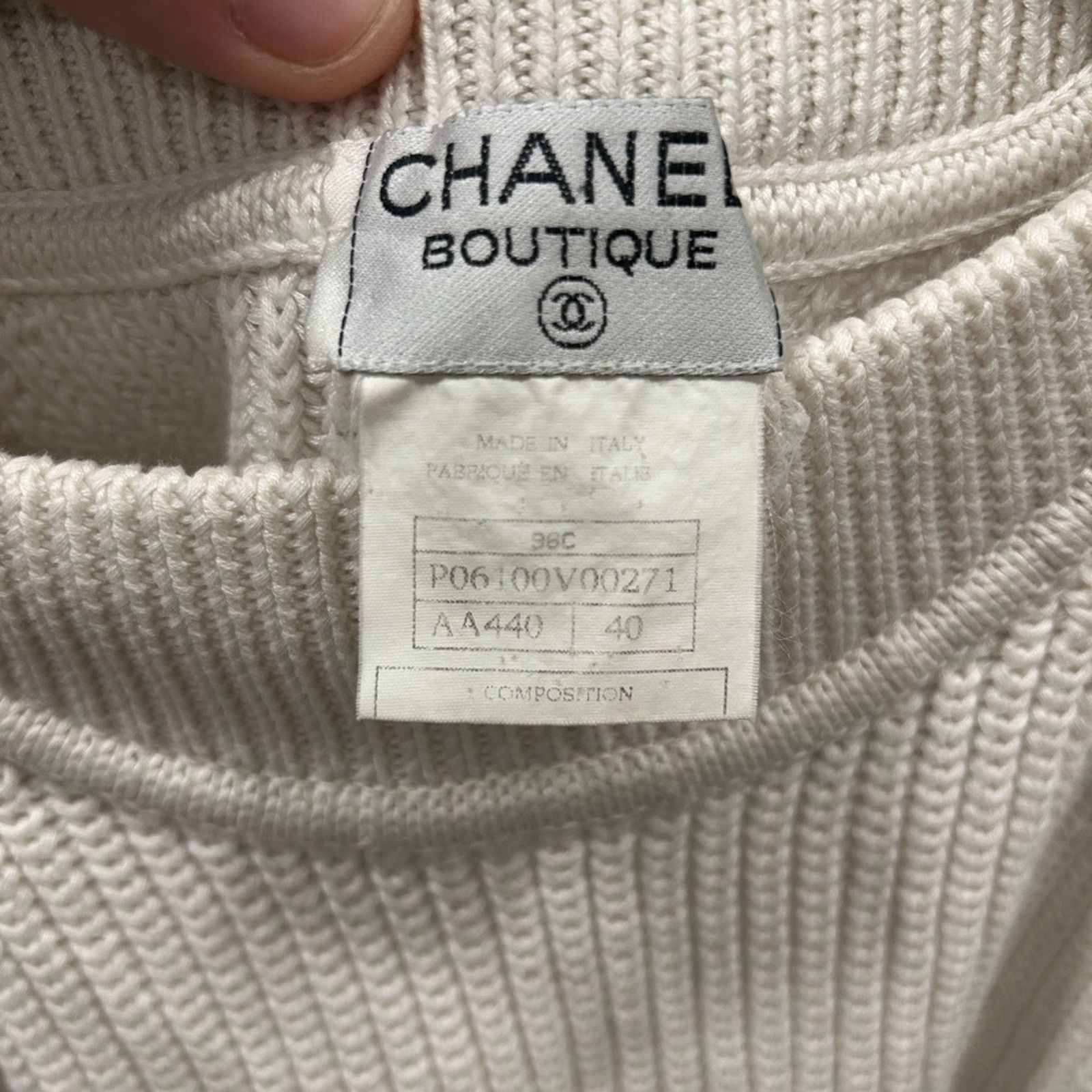 Chanel CHANEL CC Logo Button Low Gauge Knit Sweater Jumper 40 Cream Size L / US 10 / IT 46 - 11 Thumbnail