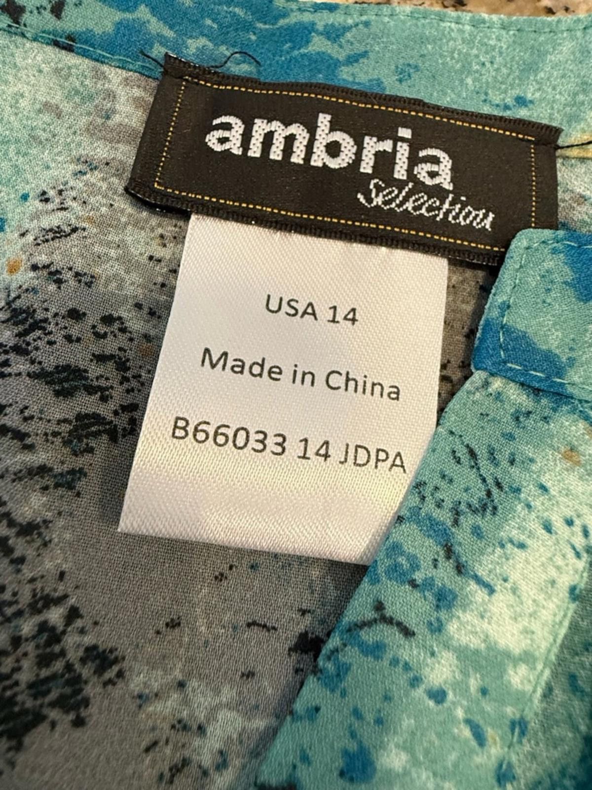 Ambrosi Studio Ambrosia semi sheer long sleeves top peacock colors SZ 14 Size XL / US 12-14 / IT 48-50 - 7 Thumbnail