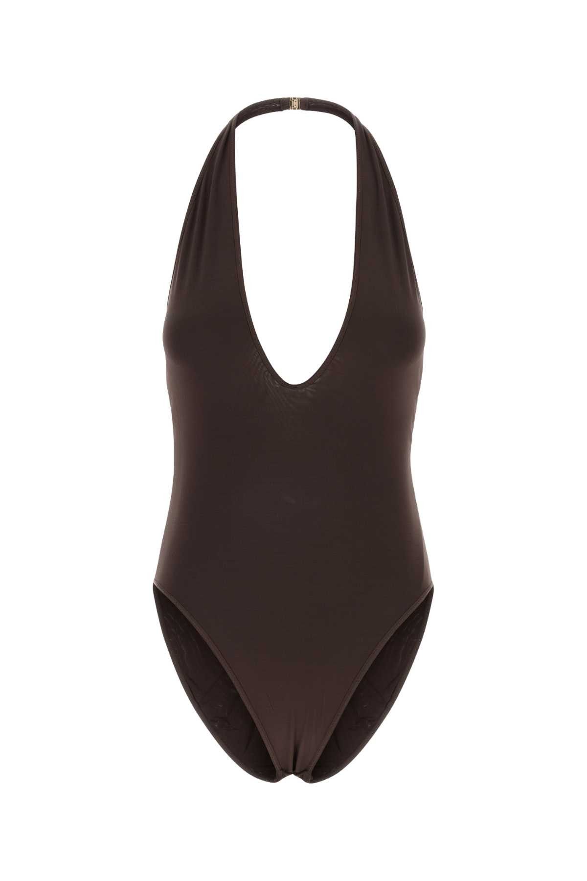 Chocolate Stretch Viscose Luca Bodysuit, Women's