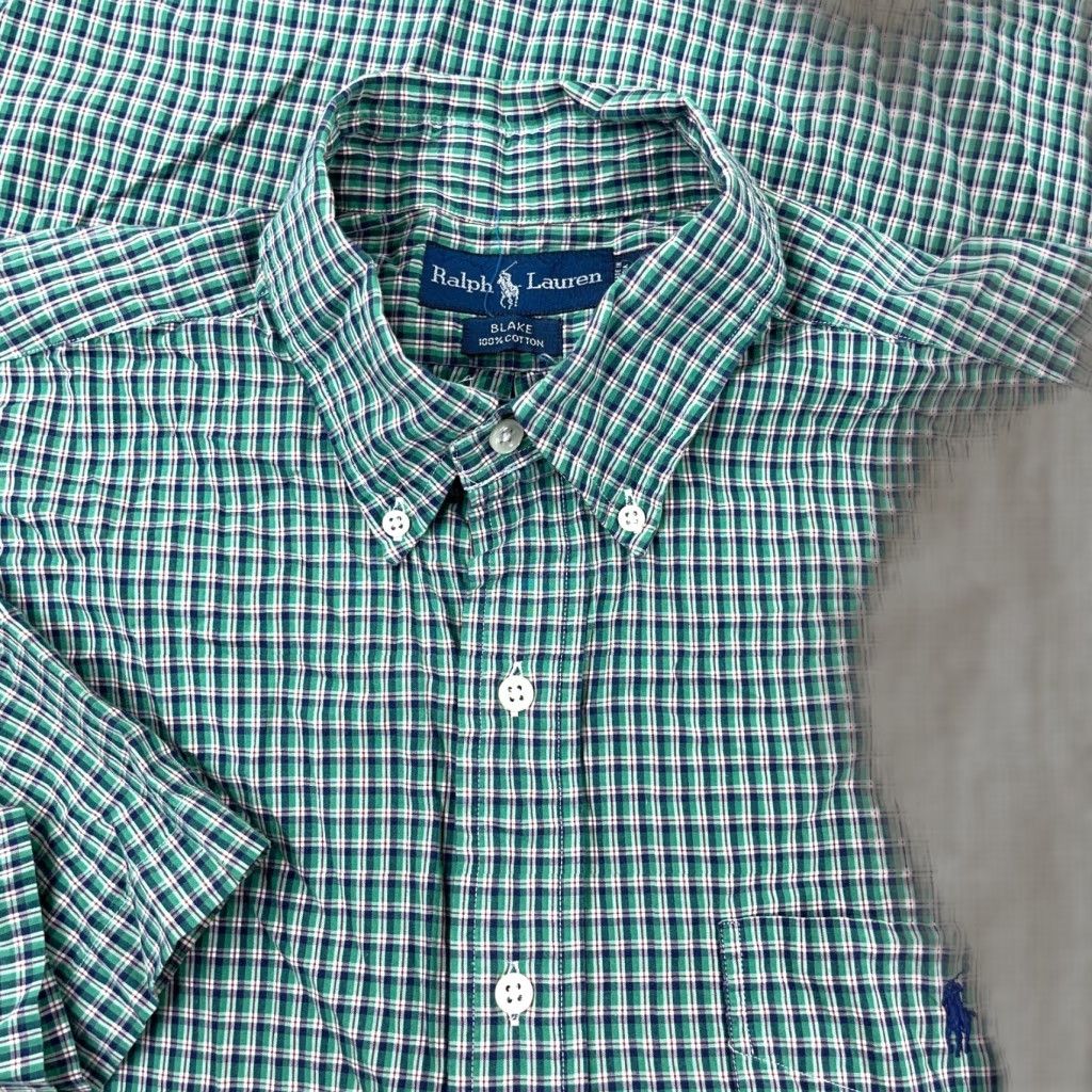Ralph Lauren Ralph Lauren Button-Up Shirt Men Large Green Blue Plaid Blake Regular Fit Cotton Short Sleeve Casual Size US L / EU 52-54 / 3 - 1 Thumbnail