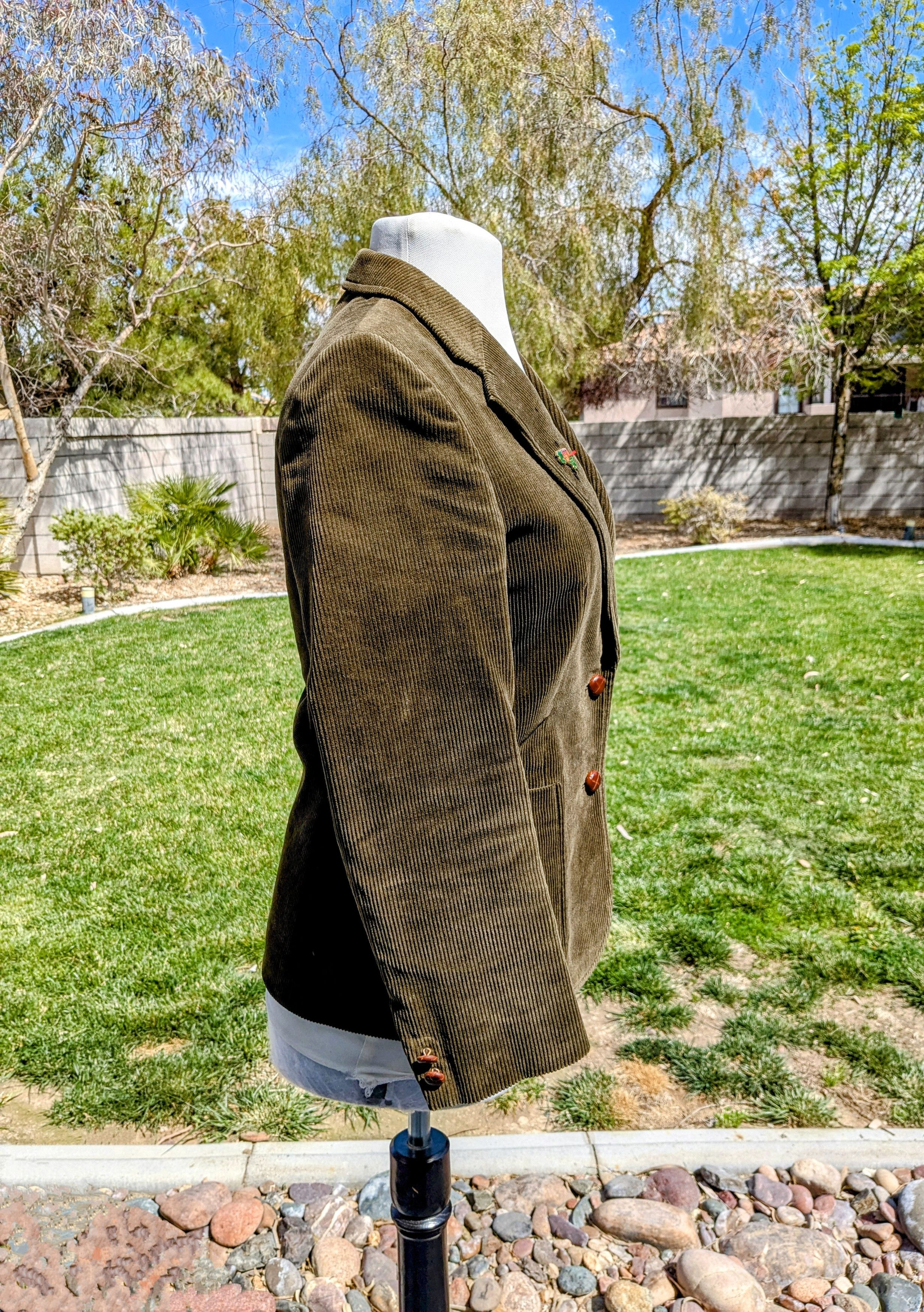Vintage VTG Ladies New Yorker Corduroy Damaged Blazer w/Pin Coat Size M / US 6-8 / IT 42-44 - 3 Thumbnail