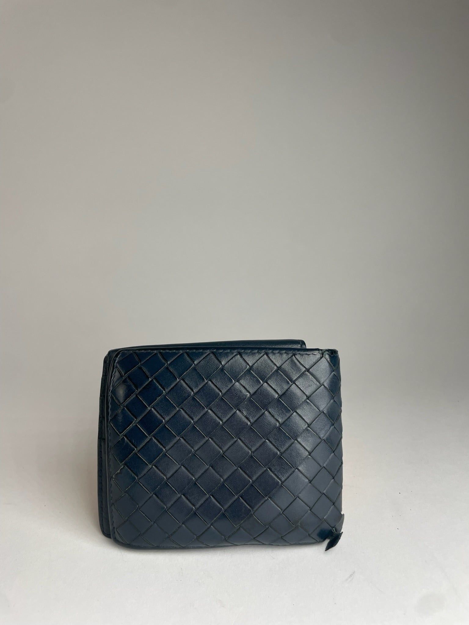Bottega Veneta Vintage Flapable Leather Intrecciato Wallet Black Size ONE SIZE - 1 Thumbnail