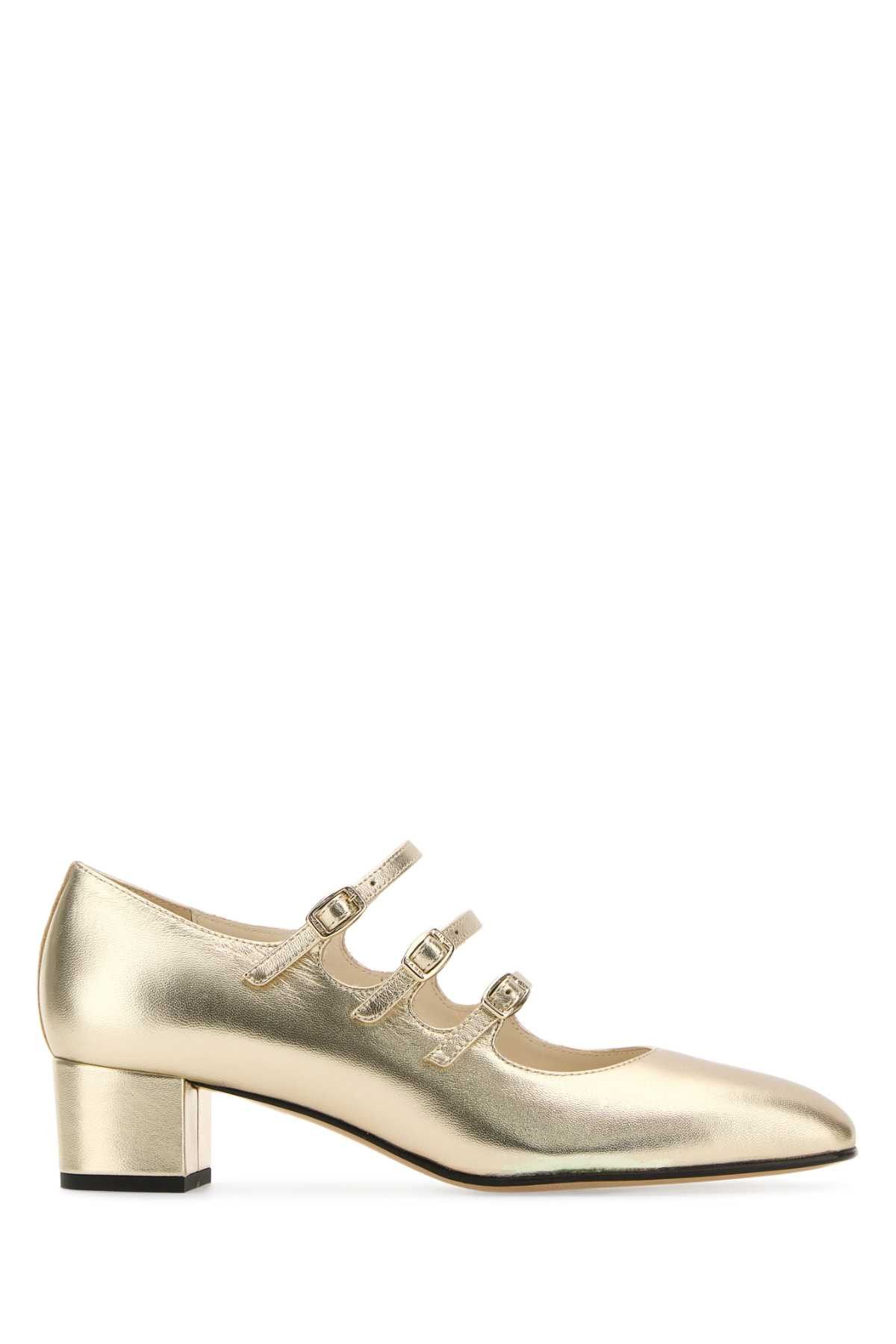 image of Carel Paris Platinum Leather Kina Pumps Shoes in Gold, Women's (Size 6)