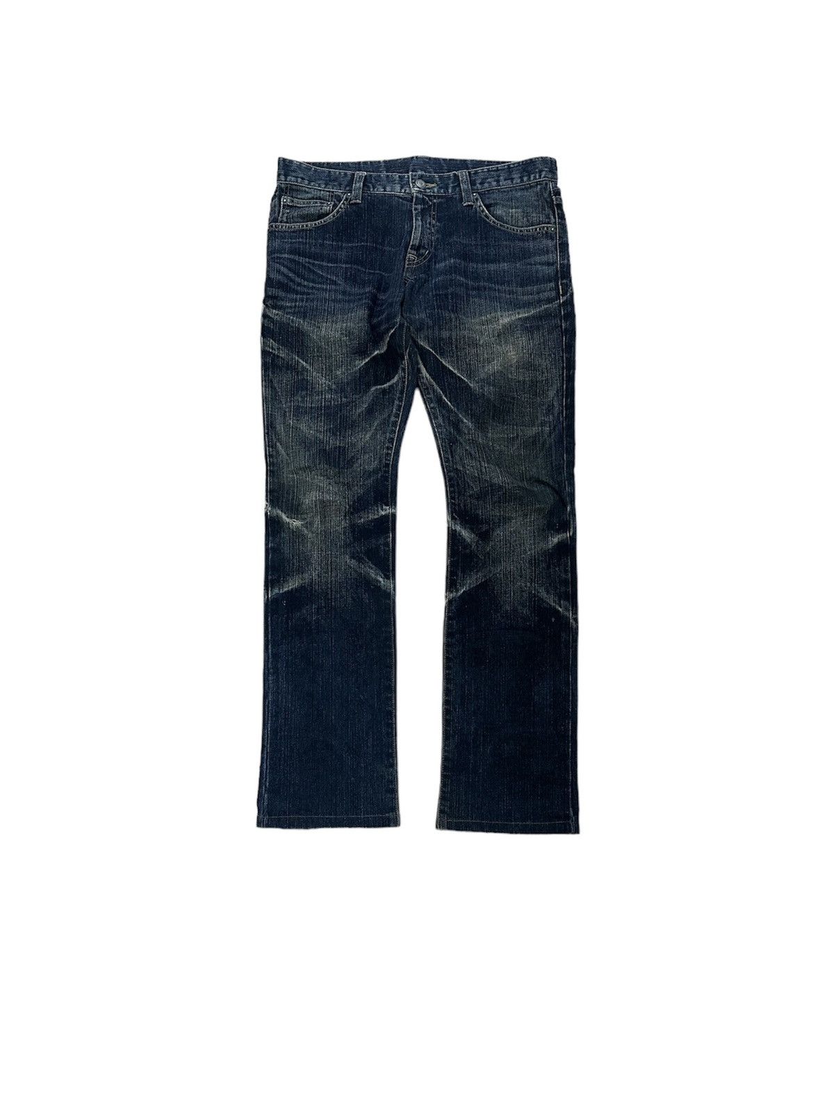 image of Zero By Tornado Mart Japan Wash Distressed Punk Style Jeans in Washed Blue, Men's (Size 34)