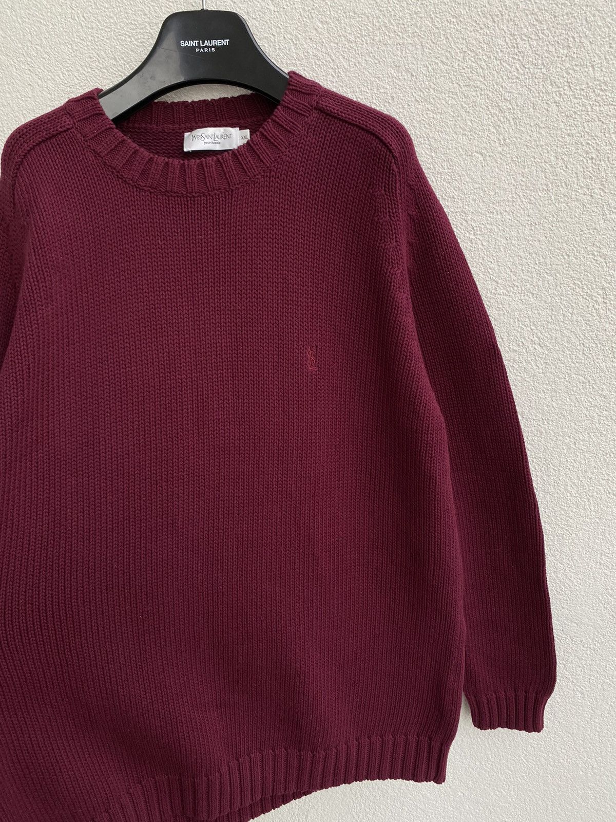 Yves Saint Laurent Burgundy YSL Sweater Knit Heavy Thick YSL Sweatshirt Size US XXL / EU 58 / 5 - 15 Thumbnail