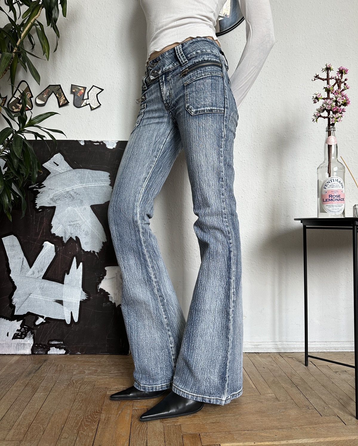 If Six Was Nine × Japanese Brand × Vintage Vintage Sexy Slim Washed Bootcut Flared Jeans Size 30" / US 8 / IT 44 - 2 Thumbnail