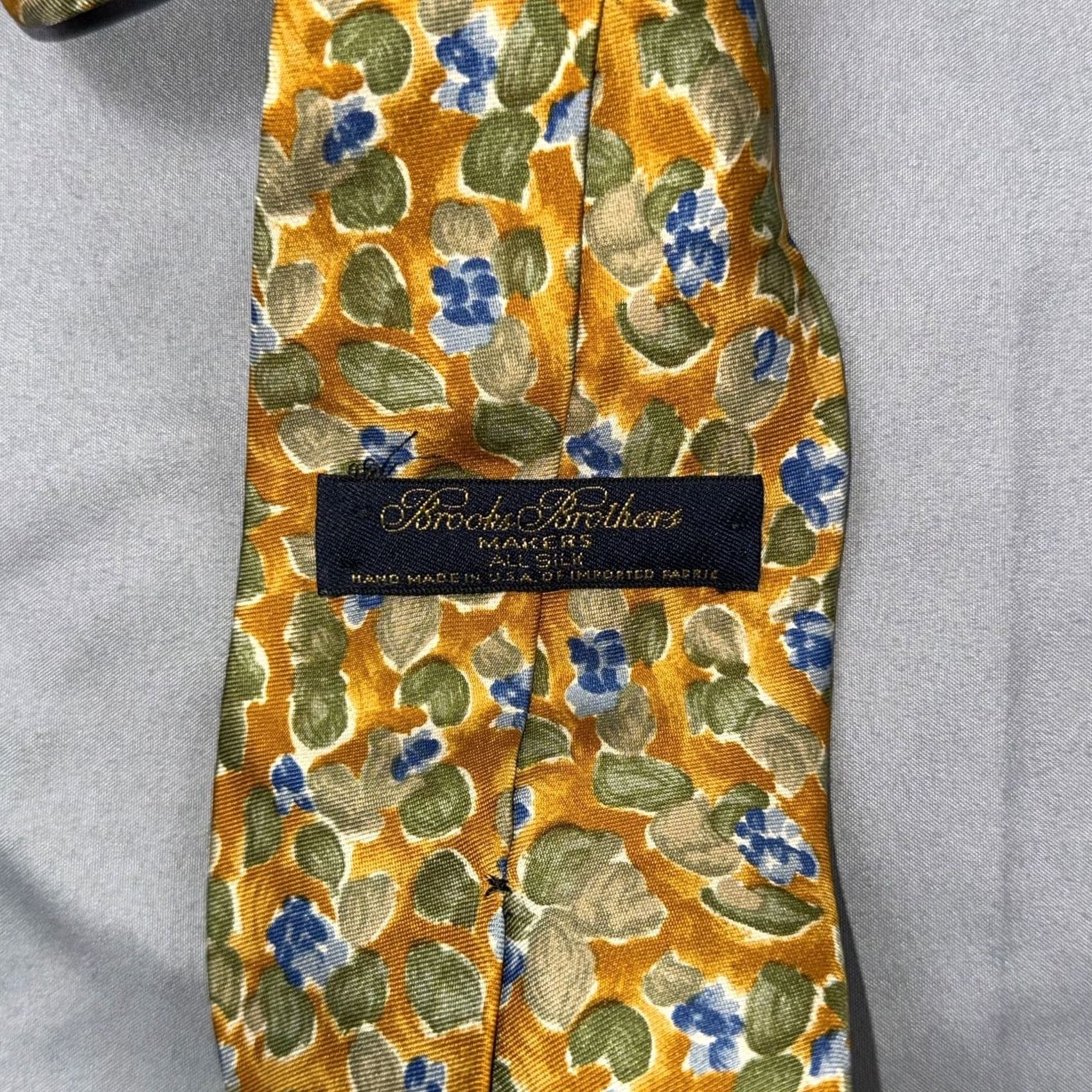 Brooks Brothers Brooks Brothers Makers Silk Floral Tie 3.75" Wide Yellow Blue Multicolor Mens Tie Size ONE SIZE - 2 Thumbnail