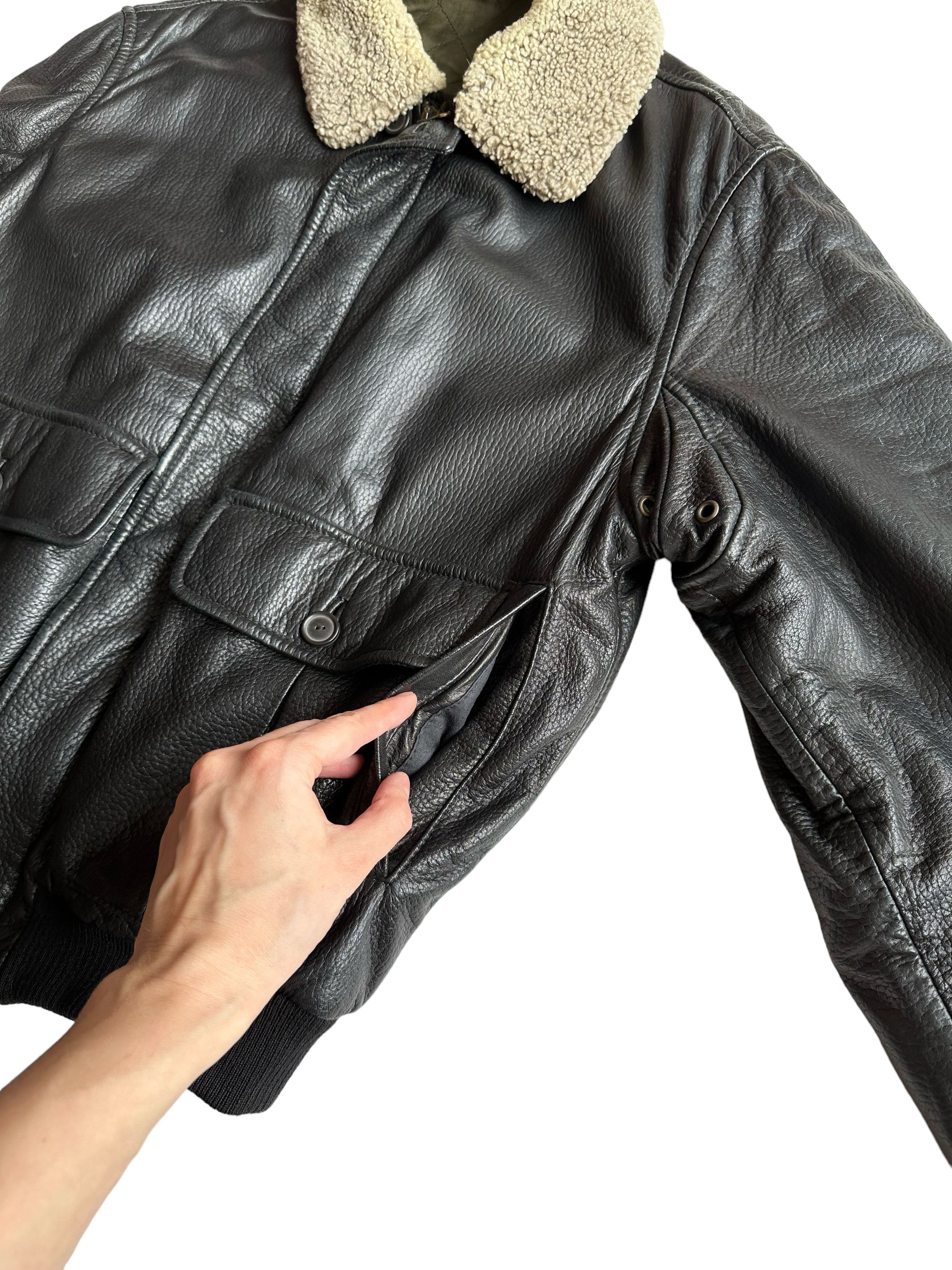Mandelli Enrico Mandelli Black Leather Aviator Jacket (IT50/M-L) Size US M / EU 48-50 / 2 - 8 Thumbnail