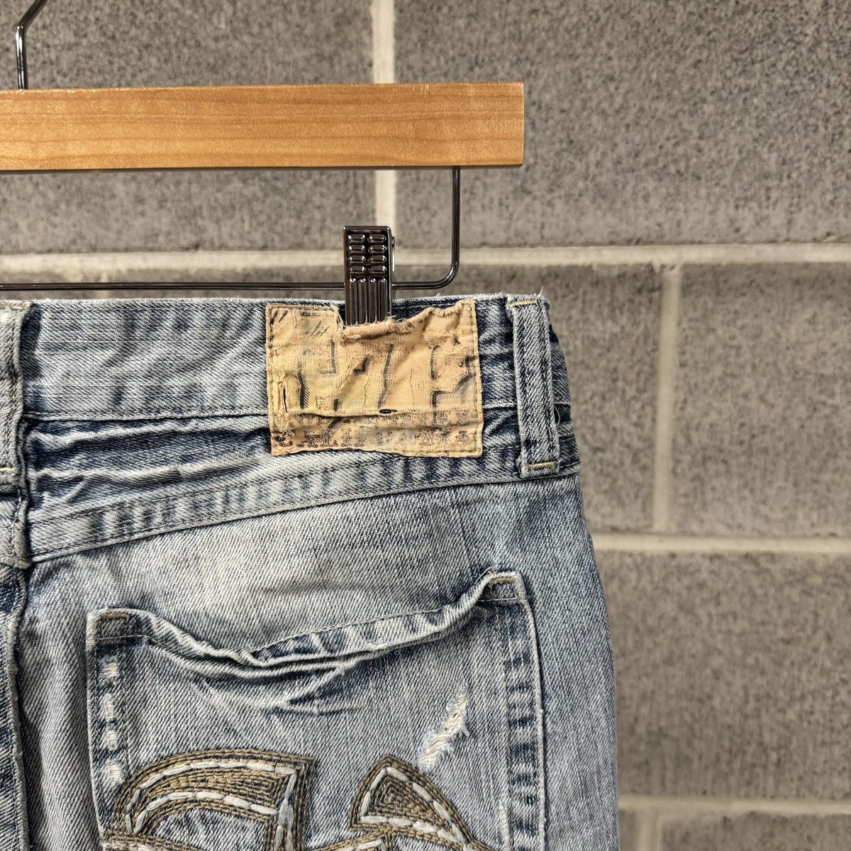 Vintage Y2K Baggy Embroidered Distressed Faded Jeans ERD Grunge Size US 30 / EU 46 - 8 Thumbnail