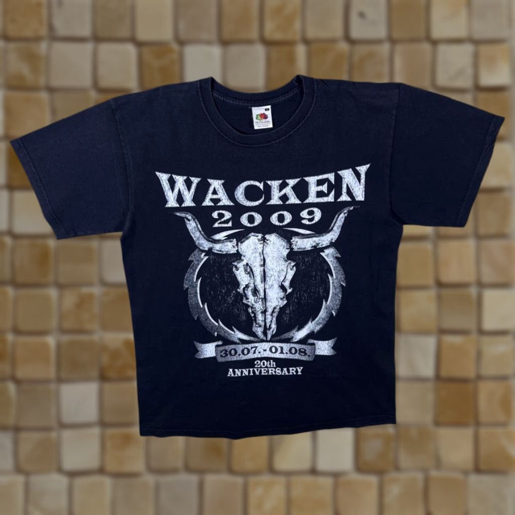 Fruit Of The Loom Wacken Open Air (2009) Hard Rock Punk Heavy Metal Band Festival Black T-Shirt Medium Mens Graphic Print Front Back Size US M / EU 48-50 / 2 - 1 Thumbnail
