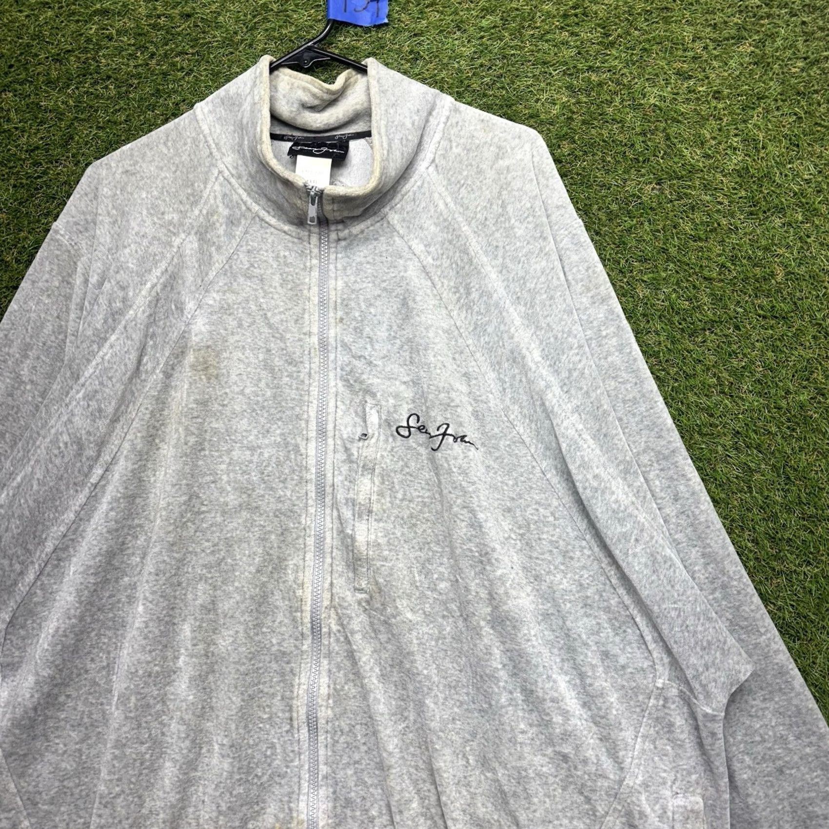 Sean John Sean John Jacket Mens 3XL Velour Track Zip Up 90s Vintage Gray Long Sleeve Velour Jacket Track Size US XXL / EU 58 / 5 - 3 Thumbnail