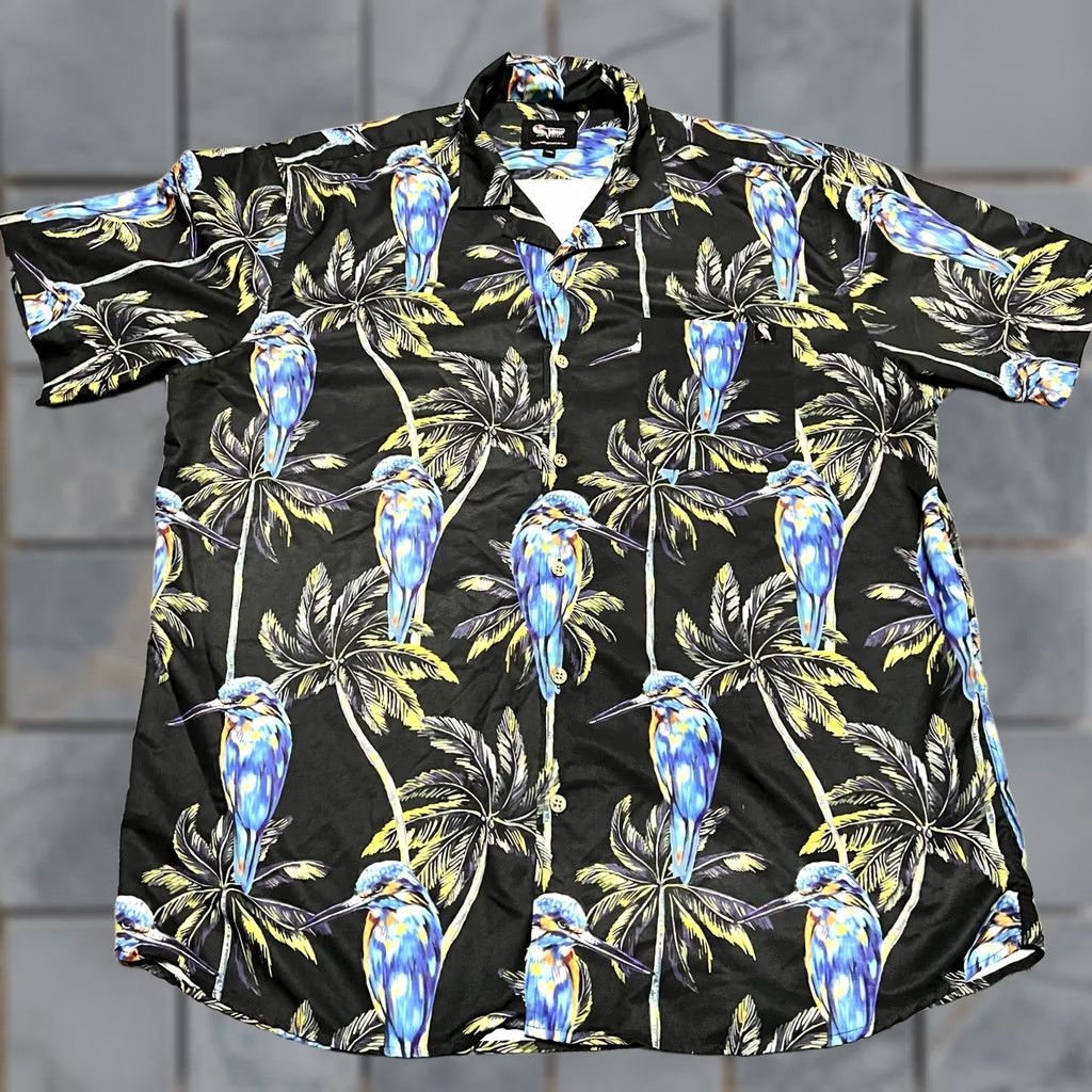 Twisted X Twisted Toucan Shirt Mens 3XL Hawaiian Floral Birds Button Short Sleeve Shirt Black 3XL Mens Big & Tall Size US XXL / EU 58 / 5 - 1 Thumbnail