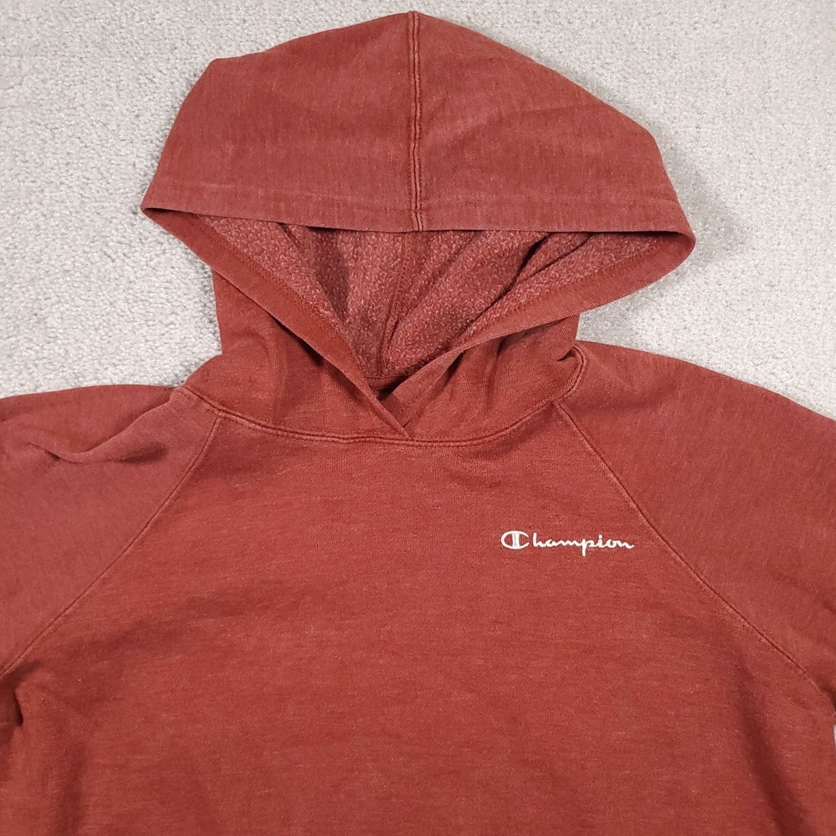 Champion Champion Cropped Hoodie Women's Medium Burnt Orange Embroidered Logo Pullover Easy Care Pockets Hooded Knit Cotton Polyester Fleece Size M / US 6-8 / IT 42-44 - 3 Thumbnail