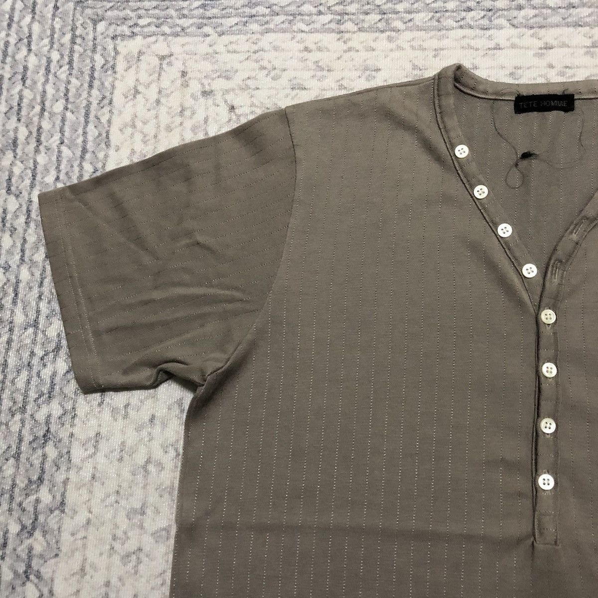 Issey Miyake Rare Vintage Tete Homme Henley Neck Tees Size US XXS / EU 40 - 2 Thumbnail