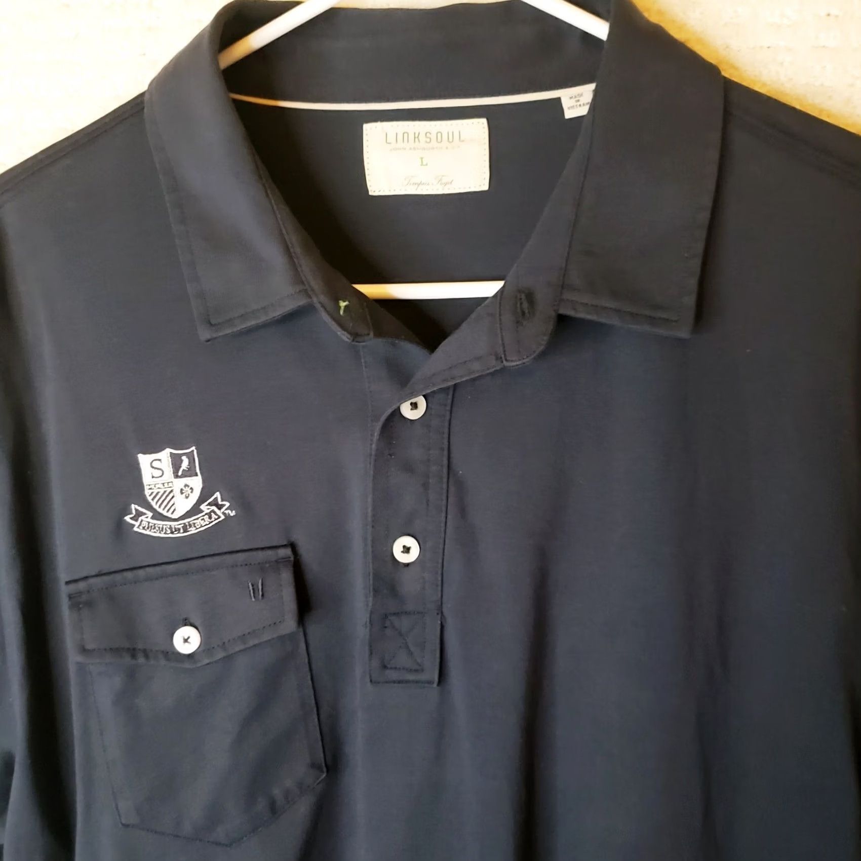Vintage LinkSoul Men's L Black Short Sleeve Polo Shirt w Pocket Logos Size US L / EU 52-54 / 3 - 3 Thumbnail