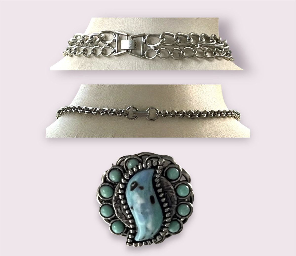Vintage Turquoise & Silver Jewelry Southwest Vintage Lot Size ONE SIZE - 6 Thumbnail