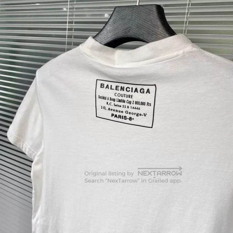 Balenciaga Balenciaga White Short Sleeve T-Shirt with Back Label Lett Size US S / EU 44-46 / 1 - 3 Thumbnail