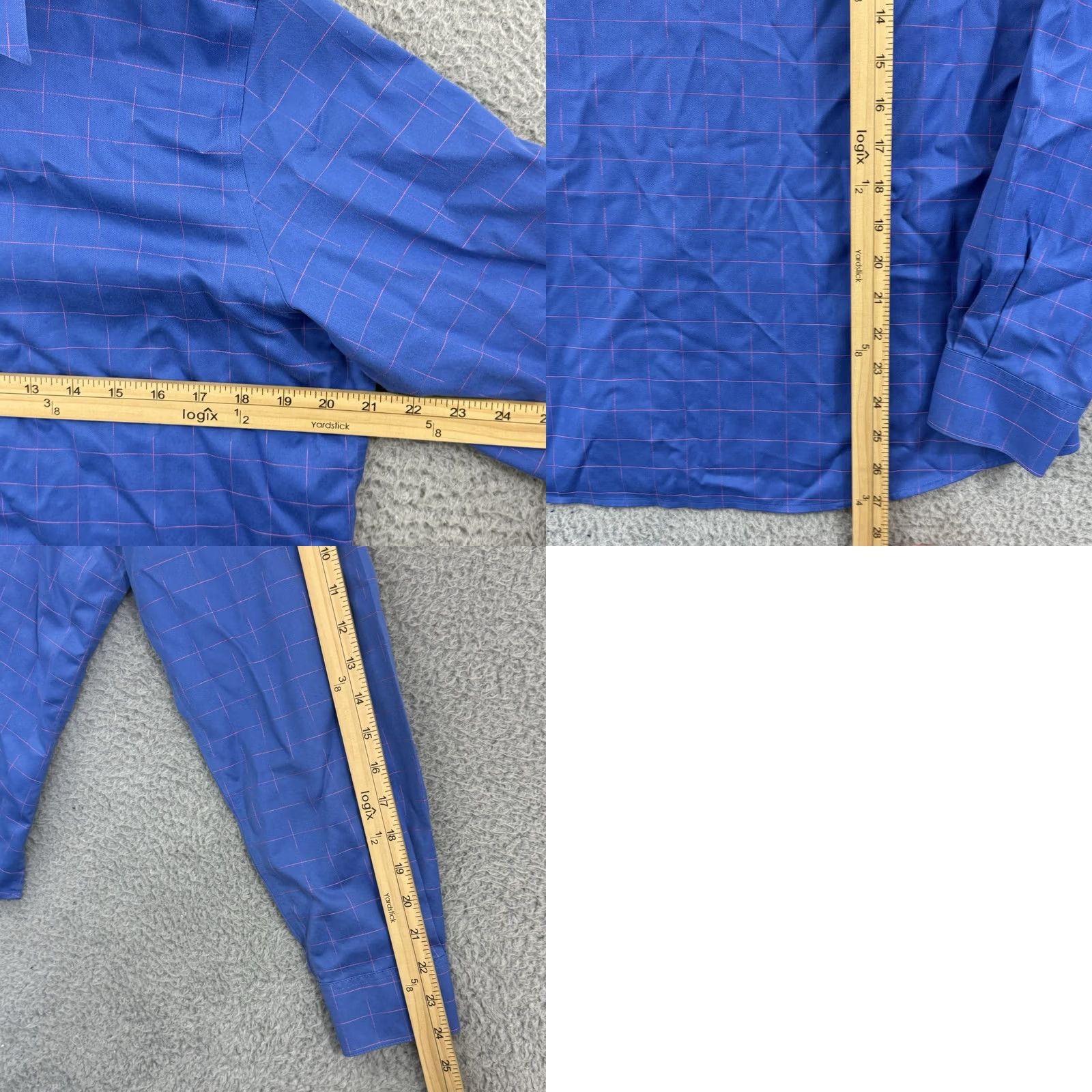 Vintage Foxcroft Shirt Womens 12 Blue Check Button-Up Collared Non-Iron Wrinkle Resistant Easy Care Casual Business Travel Regular Long Sleeve Cotton Size XL / US 12-14 / IT 48-50 - 8 Thumbnail