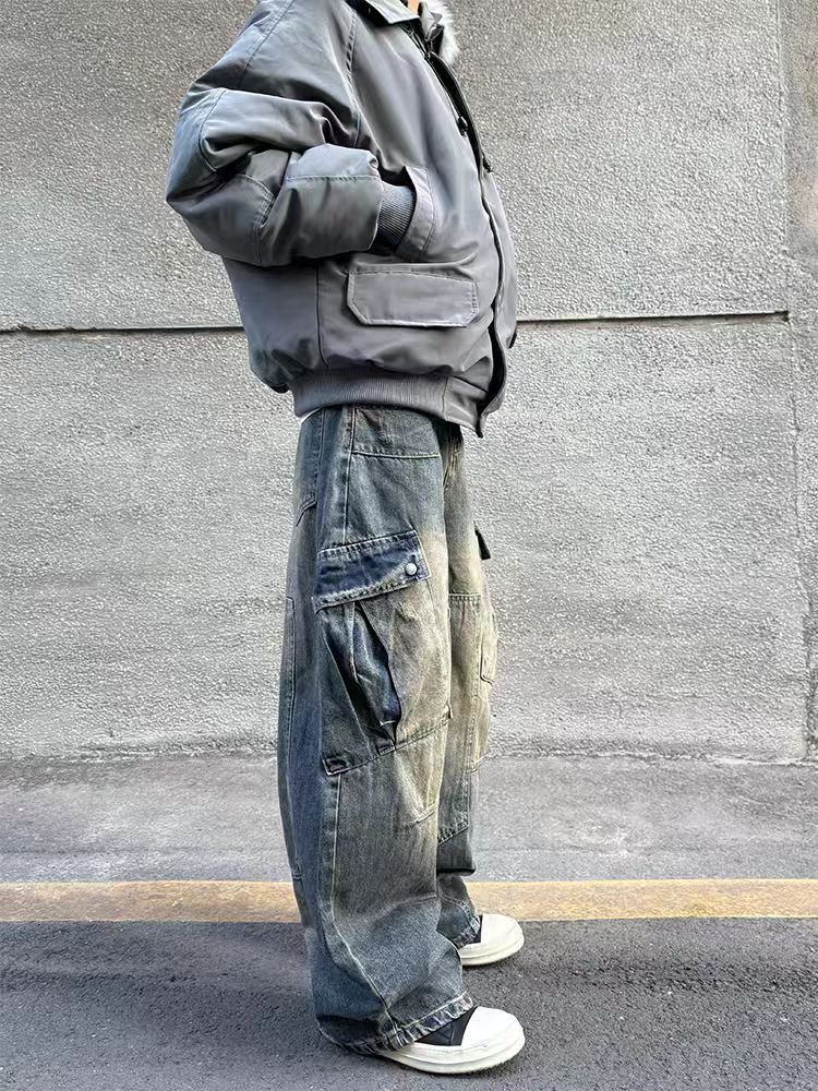 Designer × Jean × Vintage Heavyweight Multi-Pocket Machete Street Aged Jeans Size US 34 / EU 50 - 1 Thumbnail