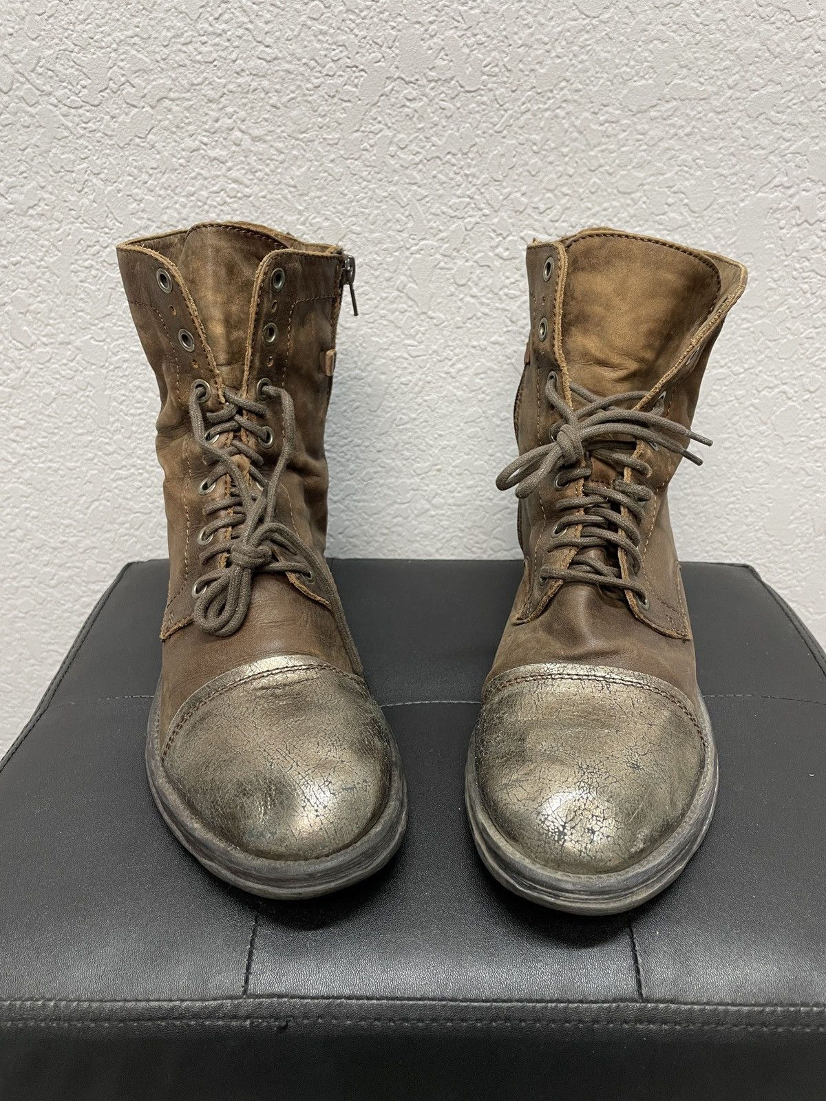 If Six Was Nine Vintage Italian AS 98 Rick Owens Style Leather Biker Boots Size US 8.5 / EU 41-42 - 5 Thumbnail