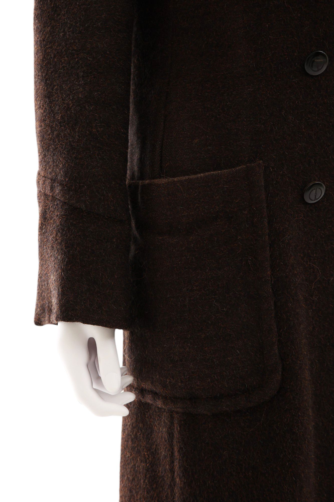 Gucci × Tom Ford F/W 1995 Alpaca Brown Double Breasted Coat Size XS / US 0-2 / IT 36-38 - 8 Thumbnail
