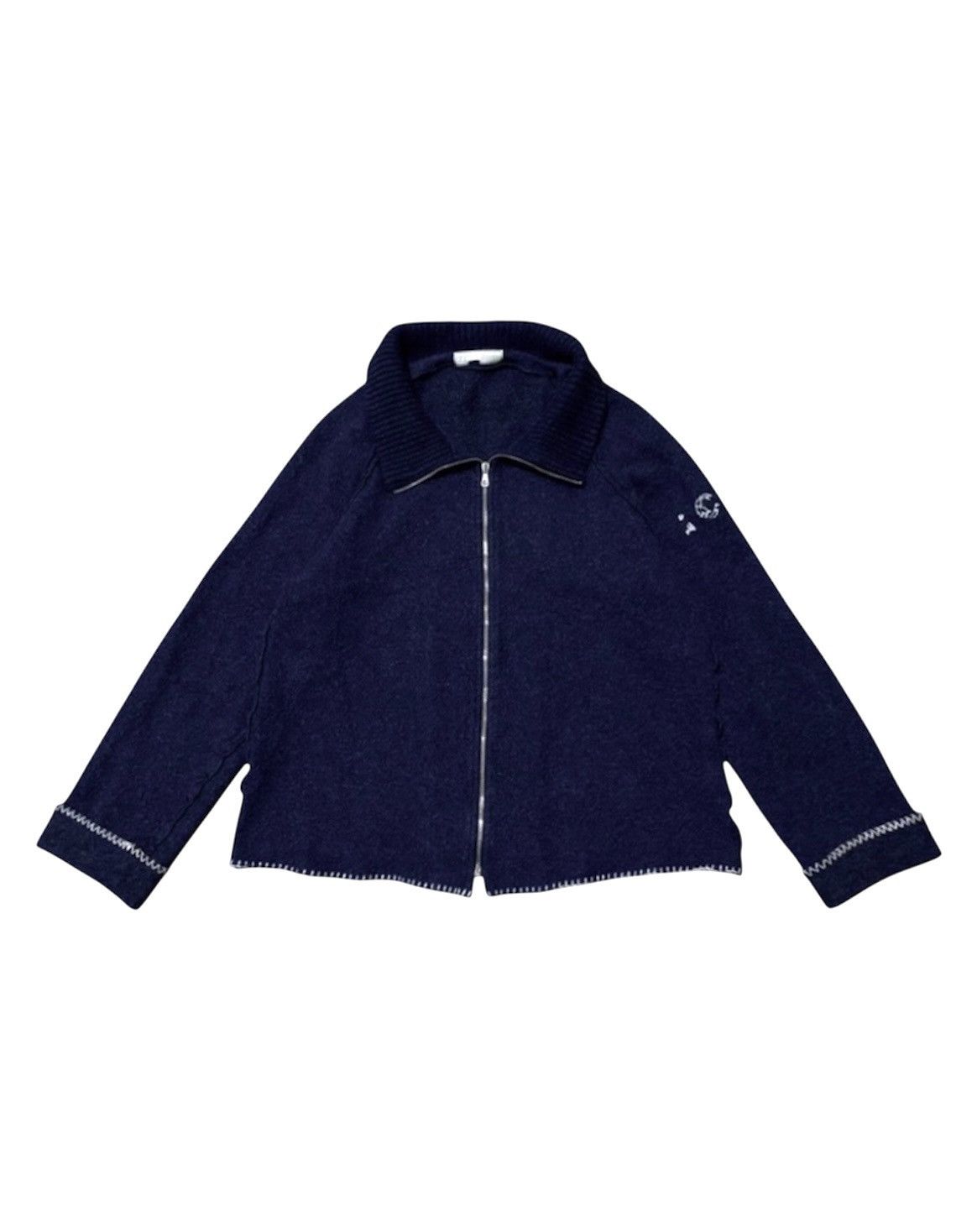 Iceberg Iceberg Jeans Heavy Wool Navy Zip Sweater Ice J Embroidery Size US XL / EU 56 / 4 - 1 Thumbnail