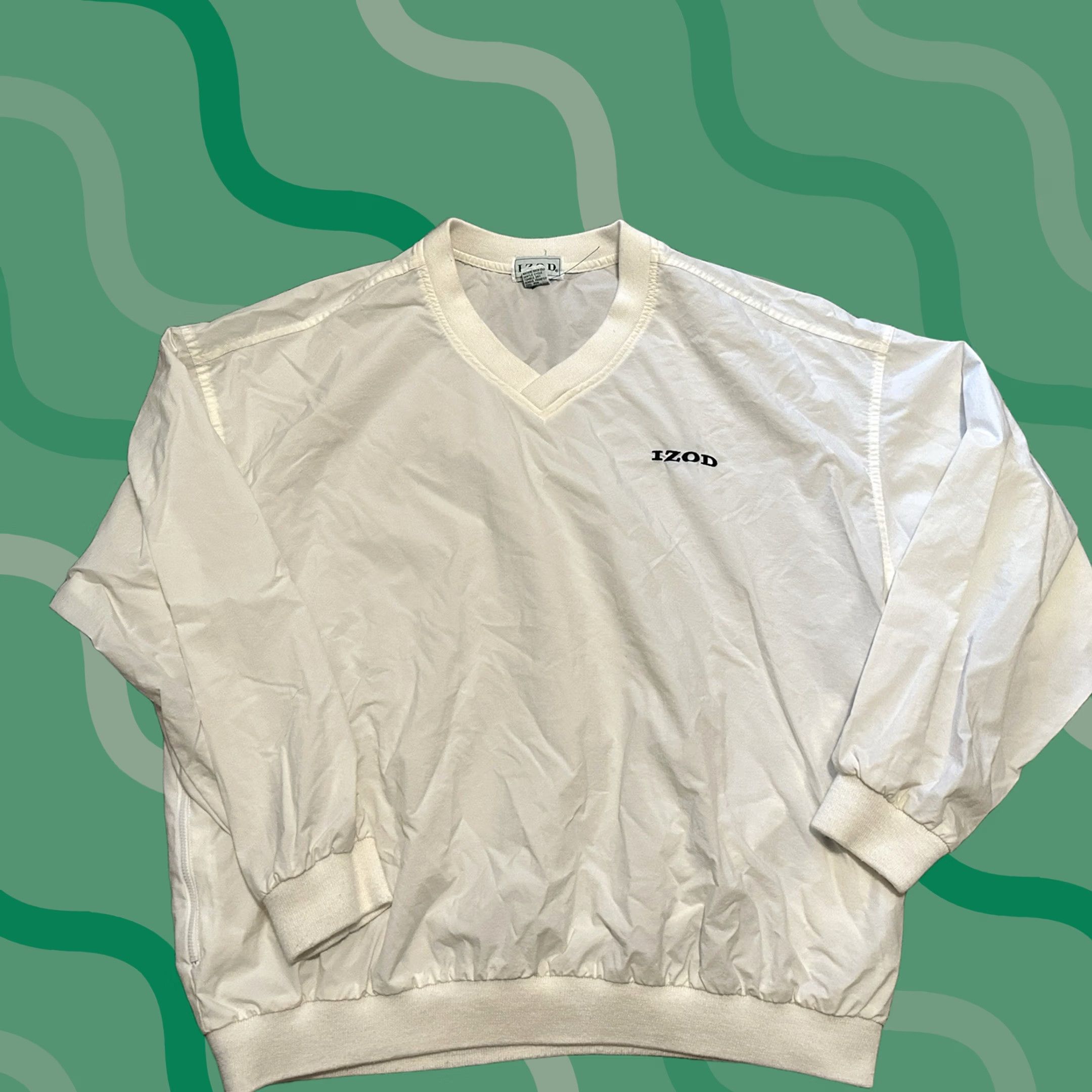 Izod VINTAGE Izod Sweatshirt Mens Large Windbreaker Embroidered Logo 90s White Size US L / EU 52-54 / 3 - 1 Thumbnail