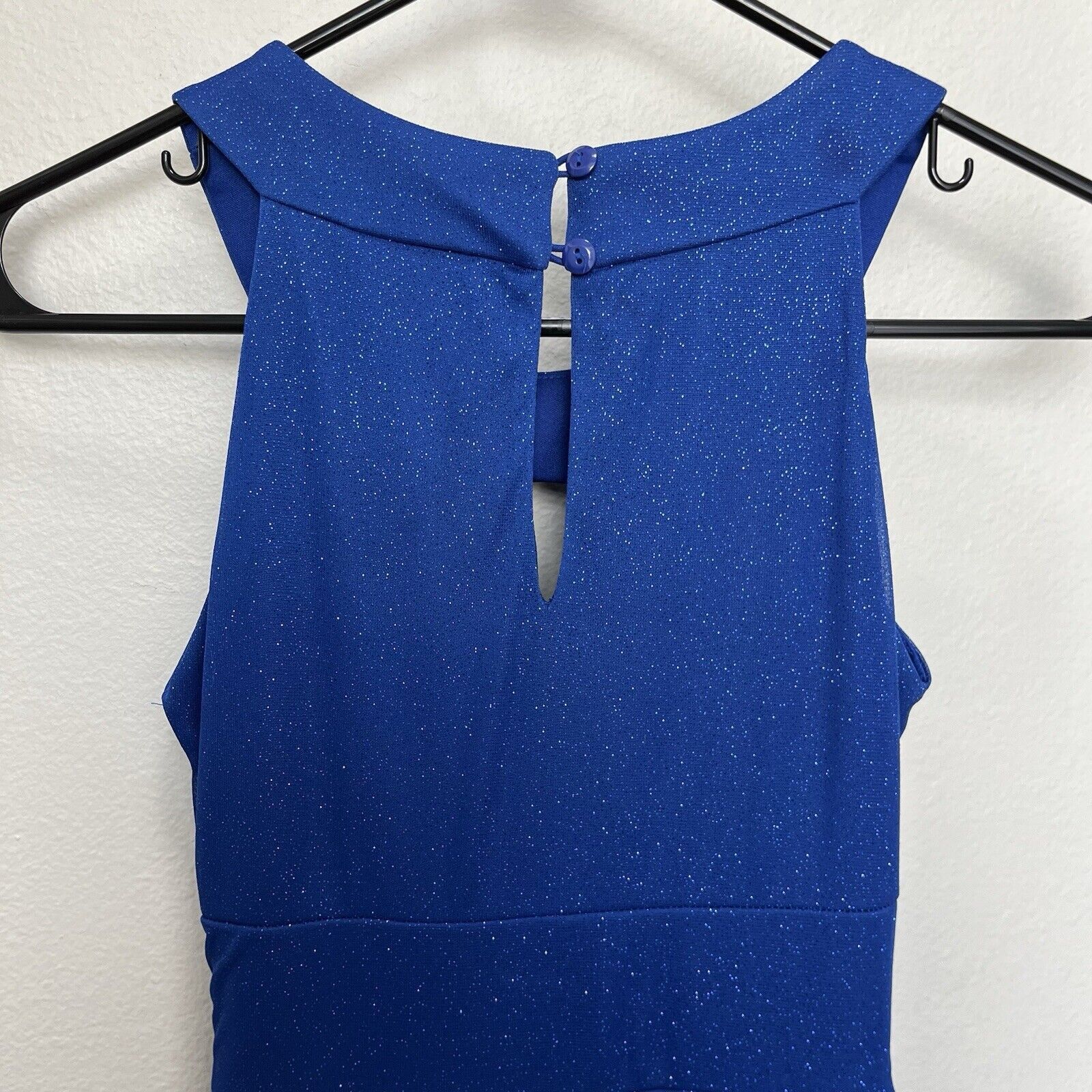Vintage Sweet Storm | Blue Shimmer Keyhole Maxi Party Dress vintage Size S / US 4 / IT 40 - 7 Thumbnail