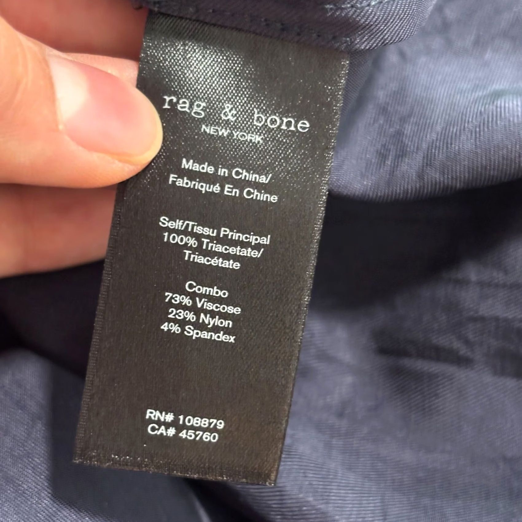 Rag & Bone rag & bone Navy Blue Full Zip Mixed Media Blouse Top XS Womens Size XS / US 0-2 / IT 36-38 - 3 Thumbnail