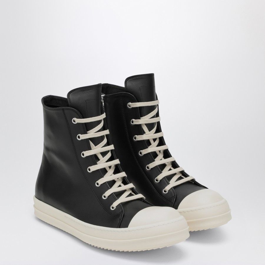 Rick Owens o1d2blof0724 High-Top Leather Trainers in Black & White Size US 7 / EU 40 - 3 Thumbnail