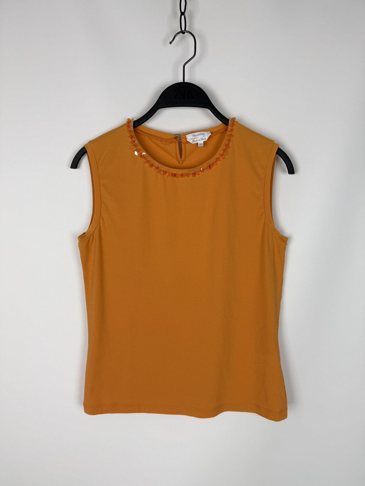 Max Mara Y2K Vintage Max Mara Pale Orange Sequin Neck Tank Top Size M / US 6-8 / IT 42-44 - 3 Thumbnail