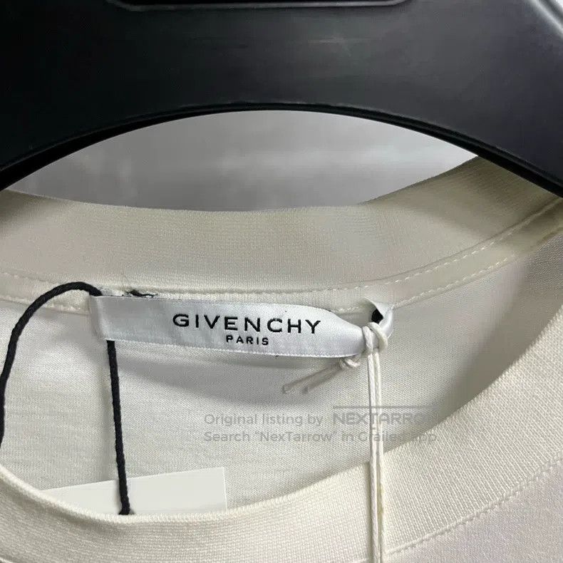 Givenchy Givenchy White Solid Pattern Printed Short Sleeve T-Shirt Size US L / EU 52-54 / 3 - 2 Thumbnail