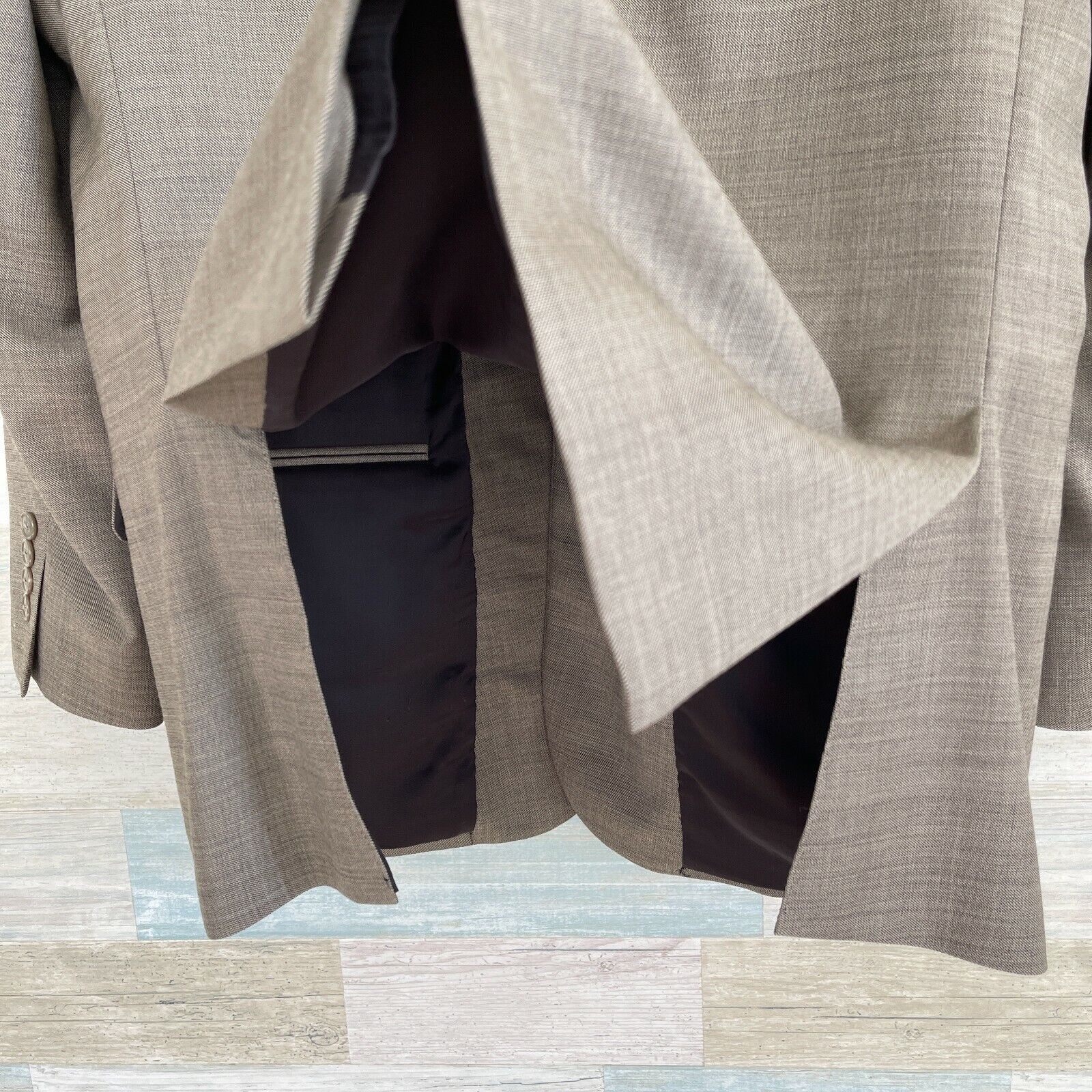 Jos A Bank Travelers Wool Suit Taupe Brown Slim Fit Mens 41R