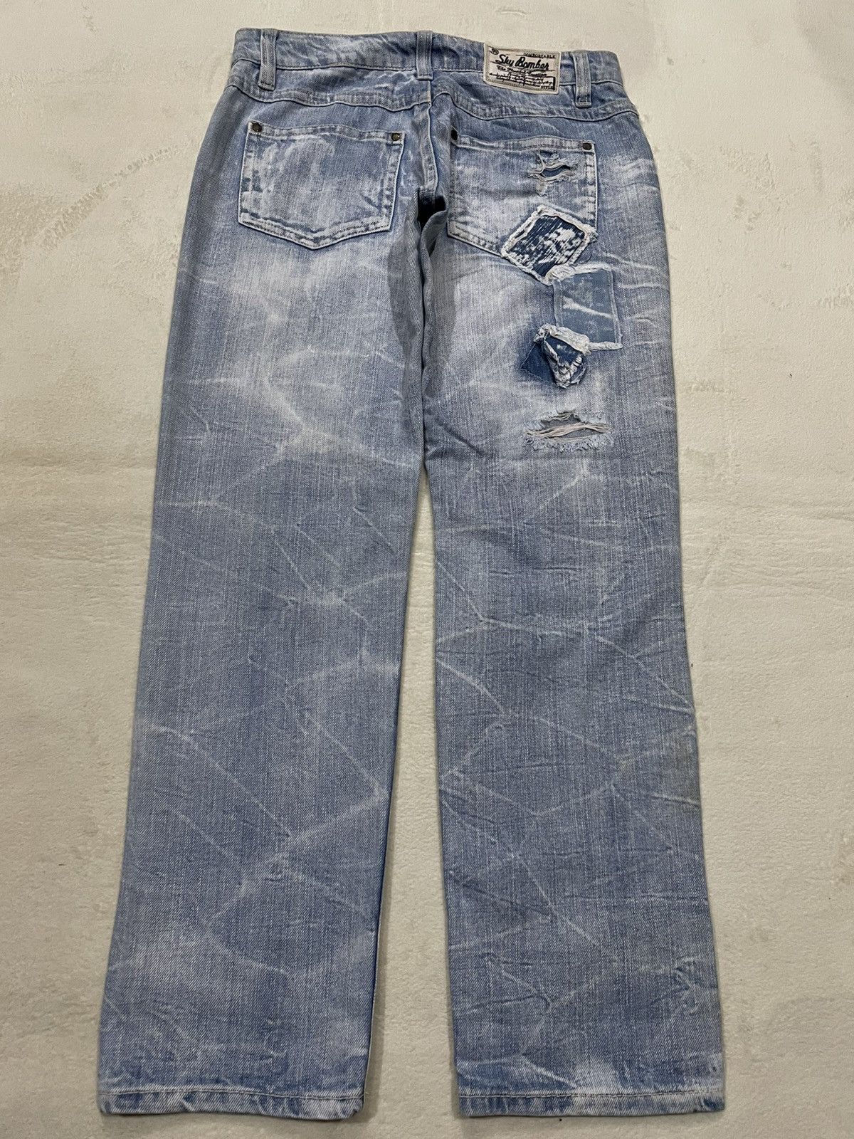 Japanese Brand Vintage Sky Bomber faded distress riped denim jeans Size US 30 / EU 46 - 13 Thumbnail