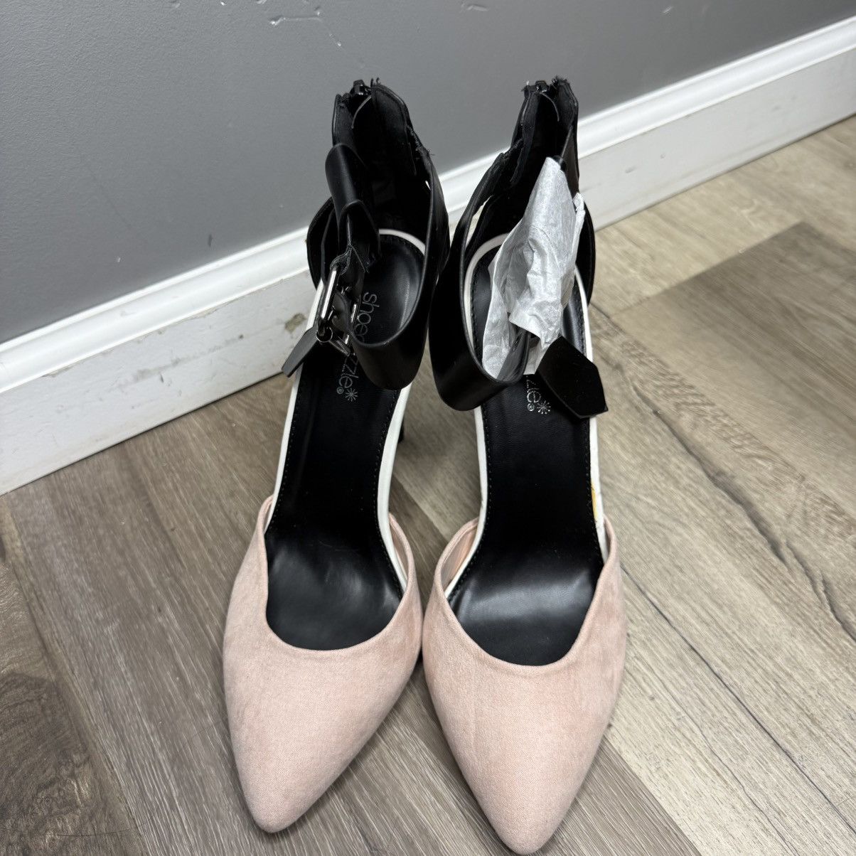 Other Shoe Dazzle Blush Pink Pointed Toe Ankle Strap Heels Size US 9.5 / IT 39.5 - 2 Thumbnail