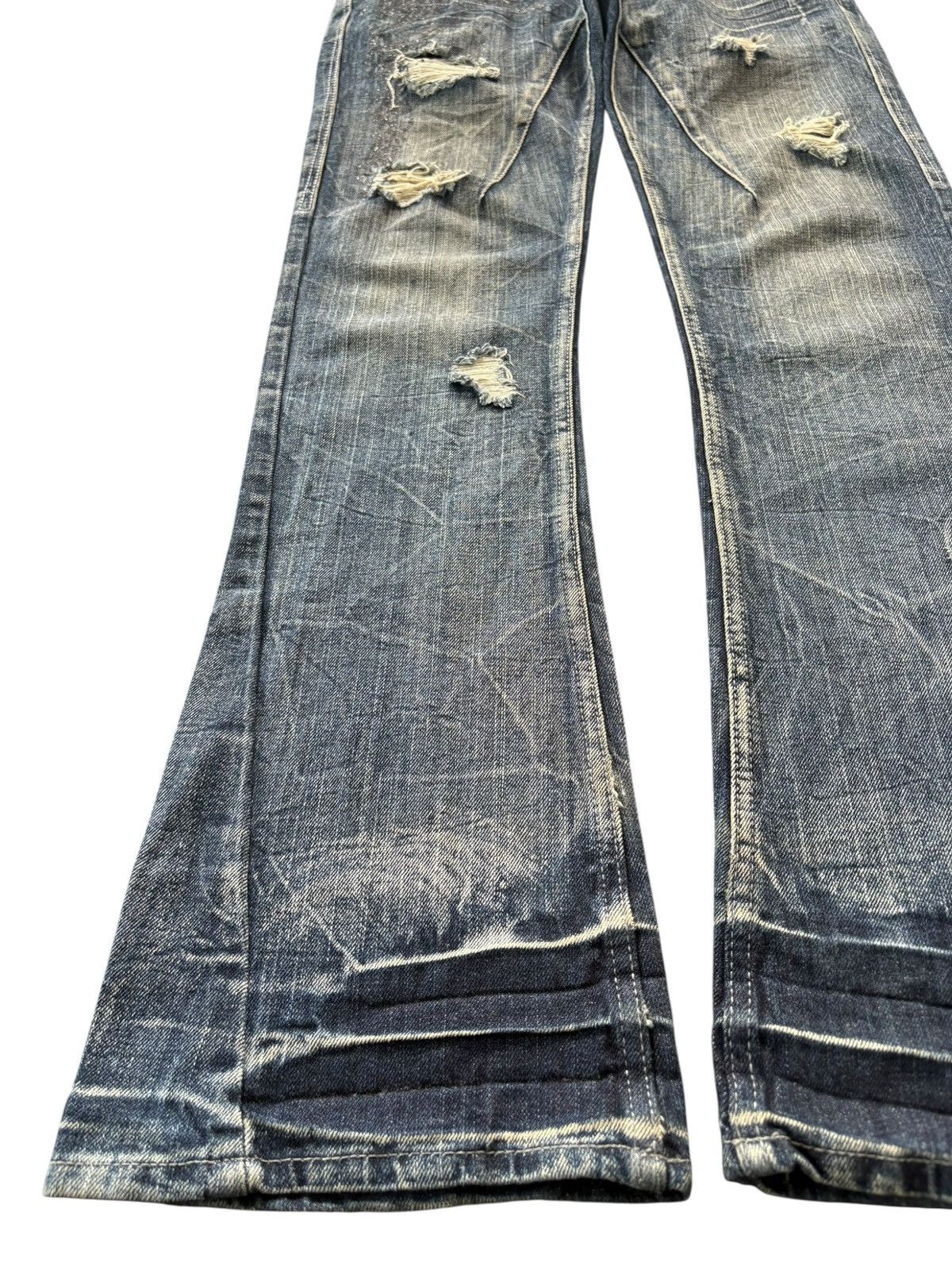 If Six Was Nine Rare Japanese Brand Double Waist Wing Design Flare Jeans Size US 31 - 6 Thumbnail