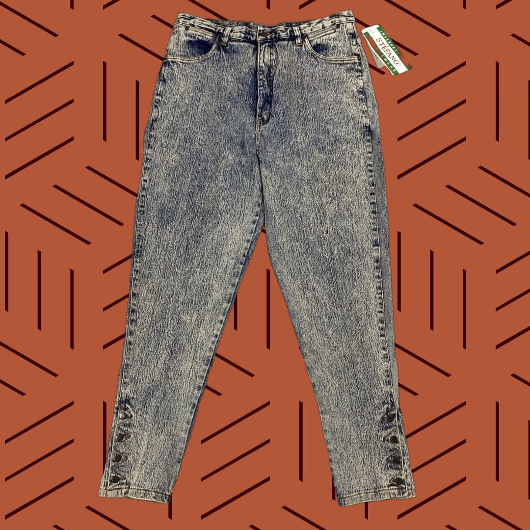 Vintage VINTAGE Stefano High Waist Acid Wash Tapered Stretch Denim Jeans Women's 18W 34 Inch Blue 90s Mom Size 24" / US 00 / IT 34 - 1 Thumbnail