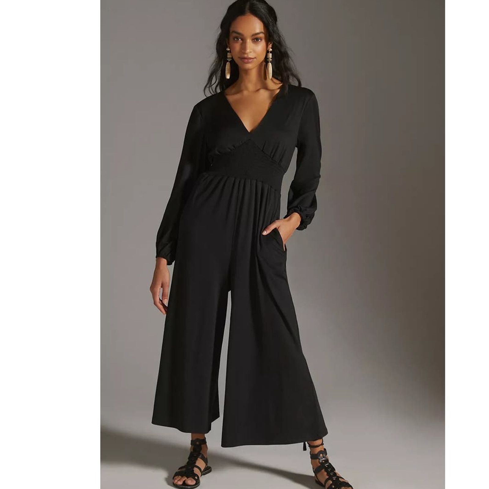 Anthropologie New Anthropologie Hutch Wide-Leg V-Neck Jumpsuit $170 XS Size 26" / US 2 / IT 38 - 1 Thumbnail