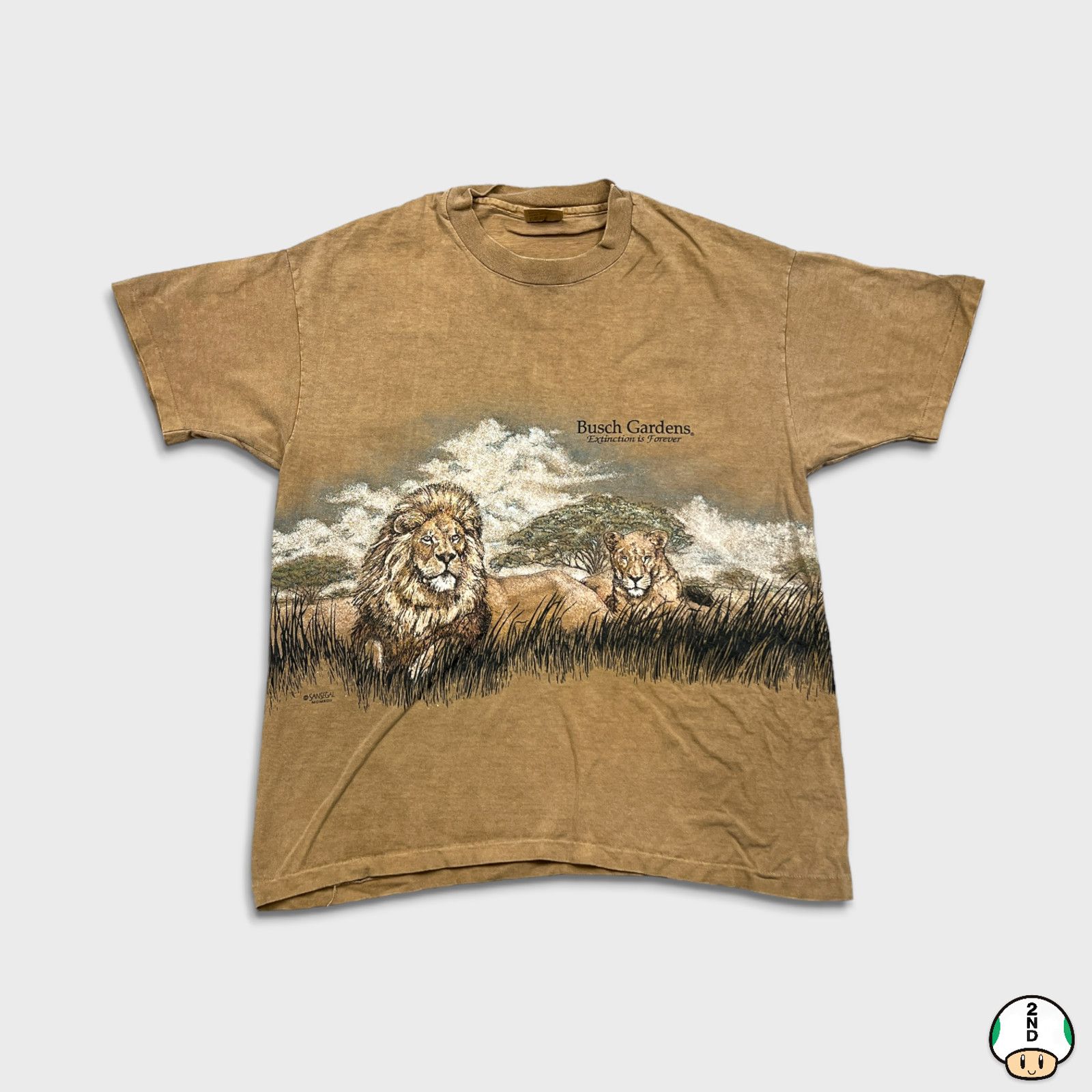 Vintage 90s Lion T Shirt Faded Single Stitched Nature Animal Tee Size US L / EU 52-54 / 3 - 1 Thumbnail