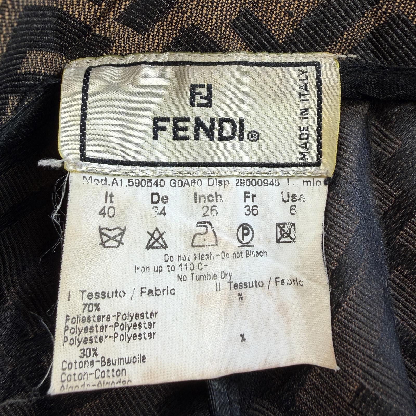 Fendi Fendi FF Monogram Zucca Pants Wide Leg Flare Brown Italy Size 28" / US 6 / IT 42 - 5 Thumbnail