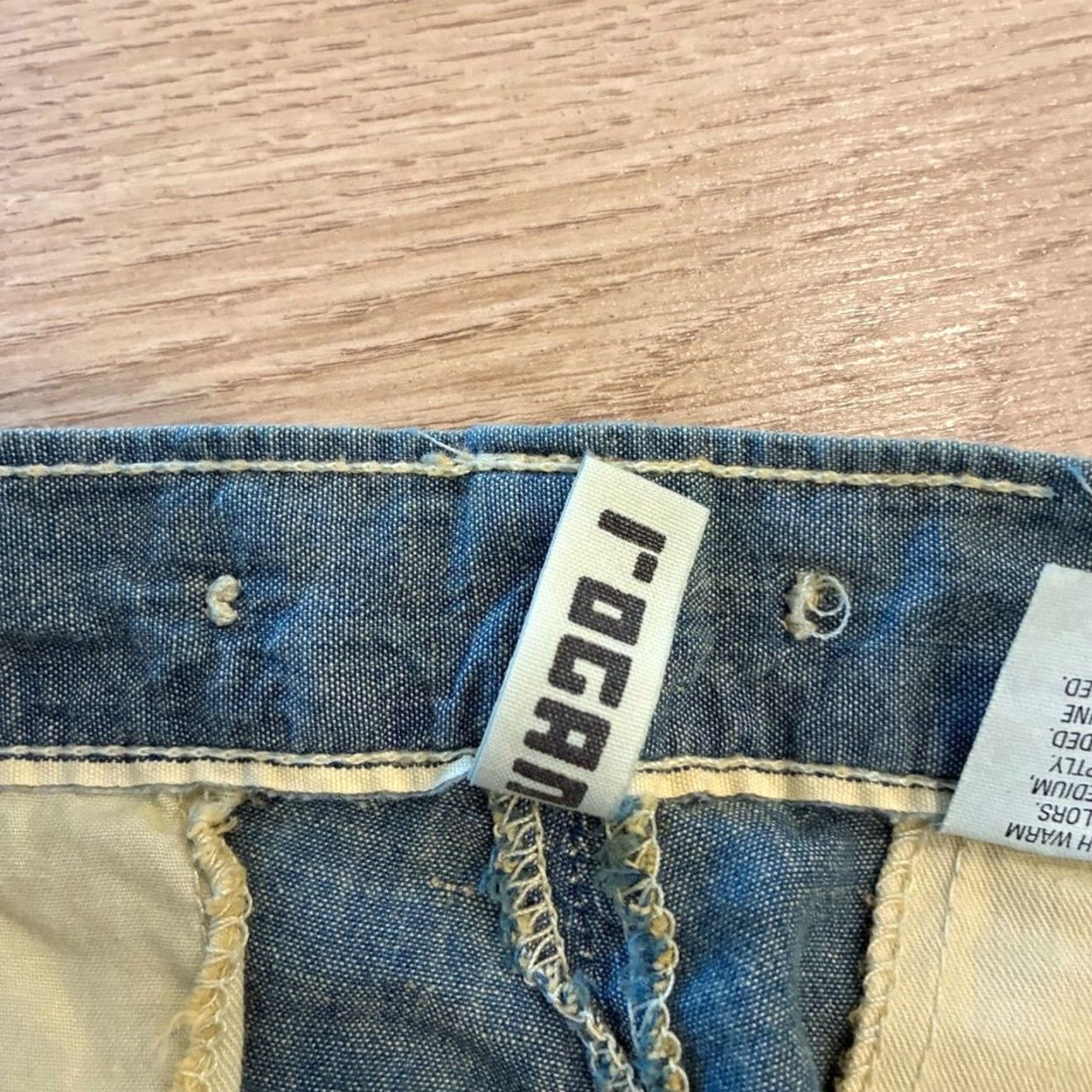 Denime Rogan Bermuda Shorts 11” Size 34 Chambray Denim Distressed Contrast Stitch Men Blue Size US 34 / EU 50 - 7 Thumbnail