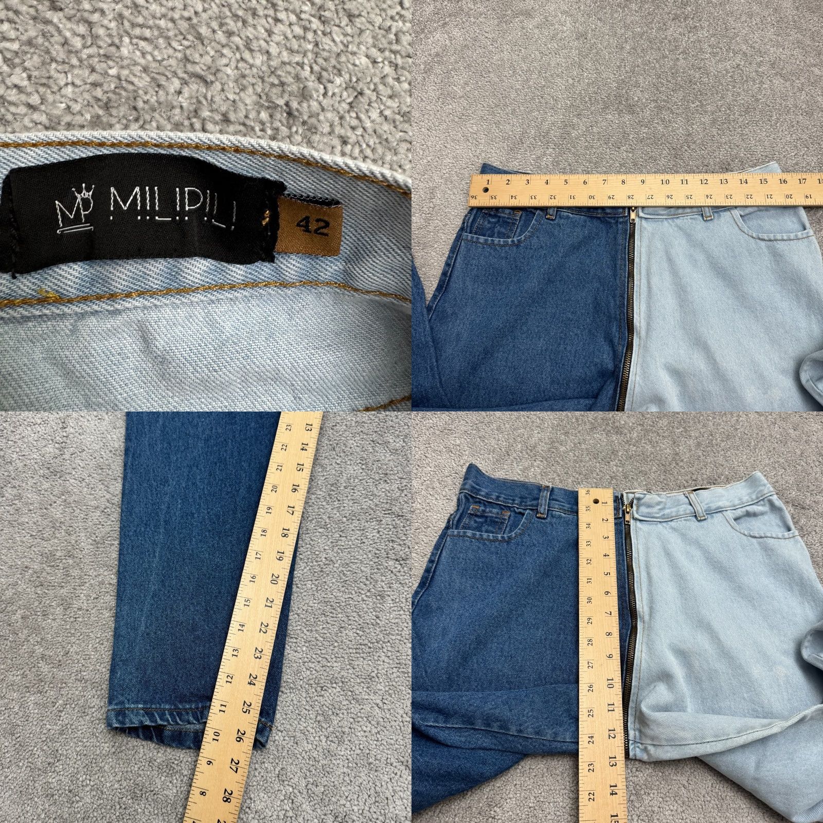 Vintage Milipili Tapered Jeans Womens 12 US 42 High Rise Two Tone Blue Denim Full Zip Size 34" / US 12 / IT 48 - 8 Thumbnail