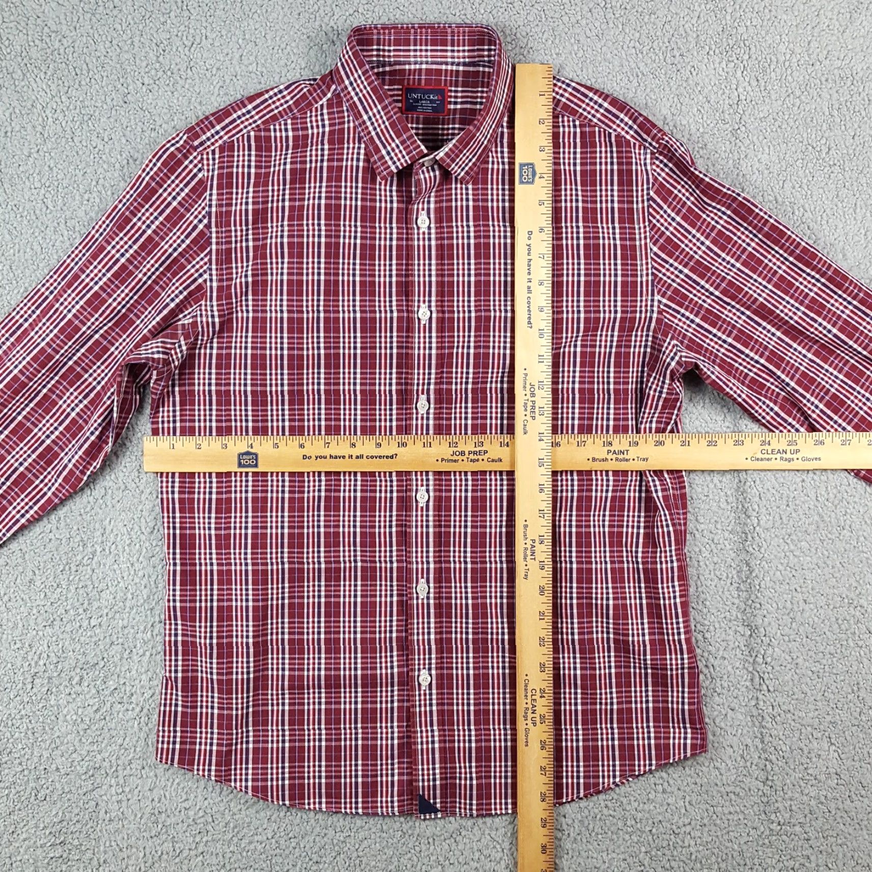 UNTUCKit VINTAGE UNTUCKit Plaid Shirt Men Large Long Sleeve Button-Up Collared Casual Preppy 90s Red Maroon Shirt Mens Large Size US L / EU 52-54 / 3 - 7 Thumbnail