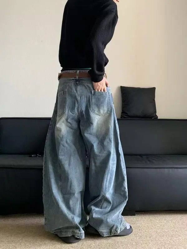 Japanese Brand Kimaya x ishi Men's blue washed retro straight jeans Size US 32 / EU 48 - 4 Thumbnail