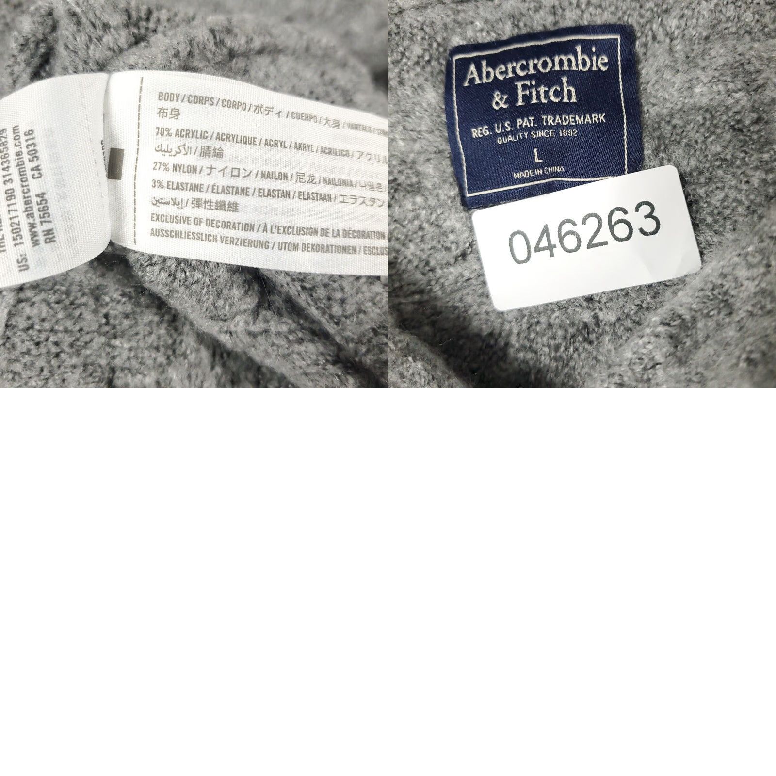 Abercrombie & Fitch Abercrombie & Fitch Womens Large Gray Cable Knit Pullover Sweatshirt Size L / US 10 / IT 46 - 8 Thumbnail